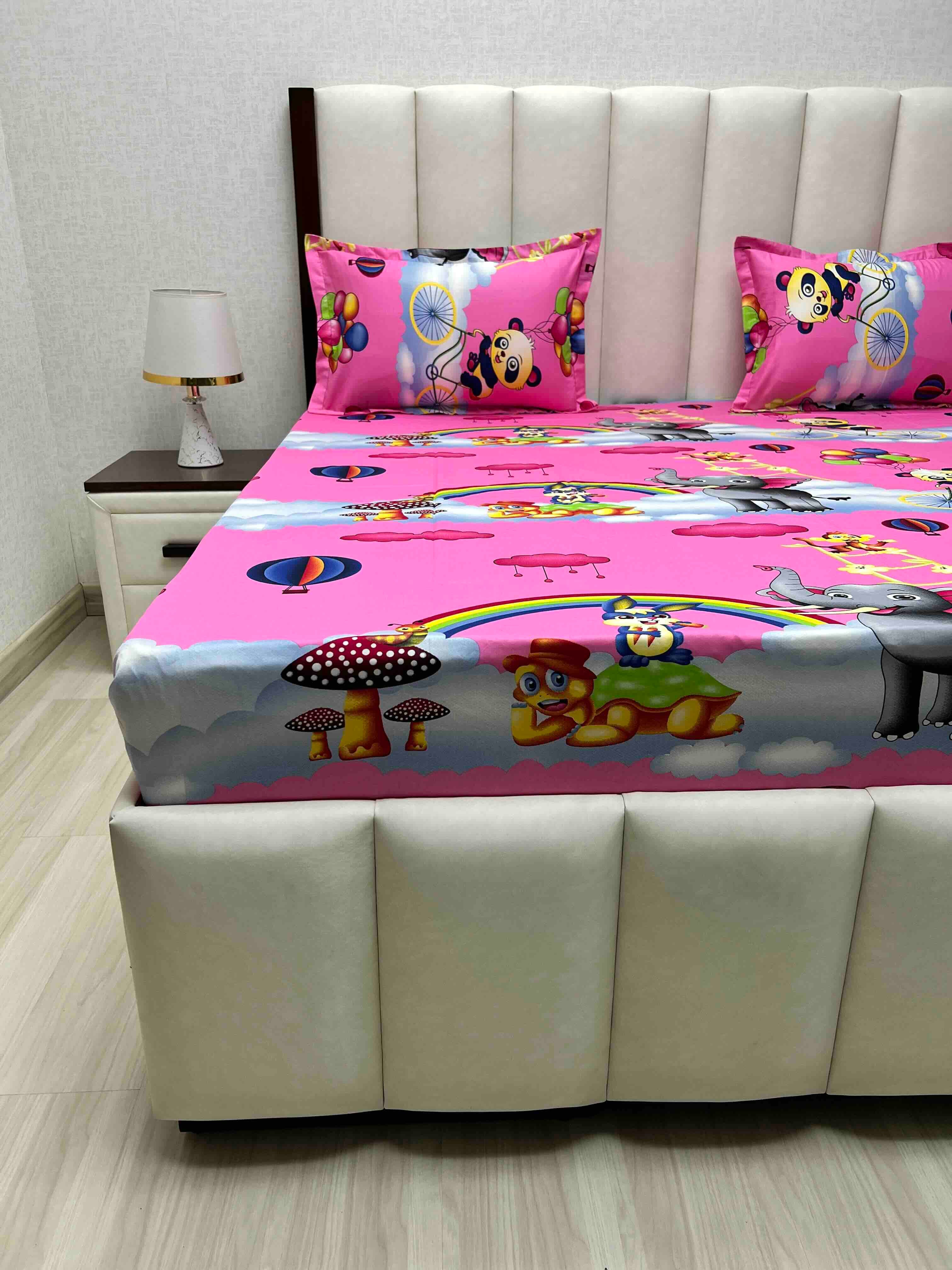 A-4616 - Pure Cotton 180 TC Queen Size Double Bedsheet (228X254) with Two Pillow Covers (43X68)