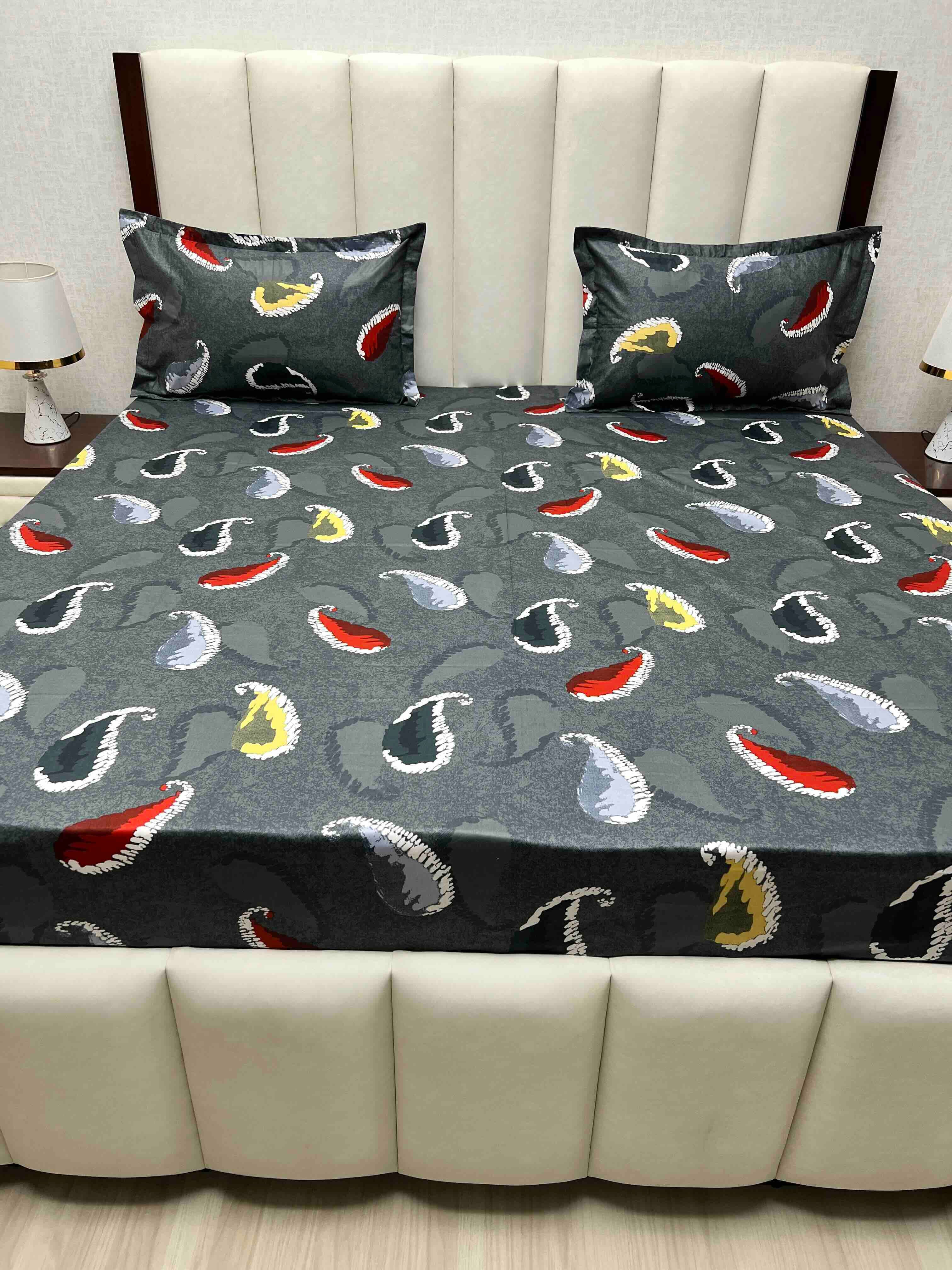 A-4617 - Pure Cotton 180 TC Queen Size Double Bedsheet (228X254) with Two Pillow Covers (43X68)