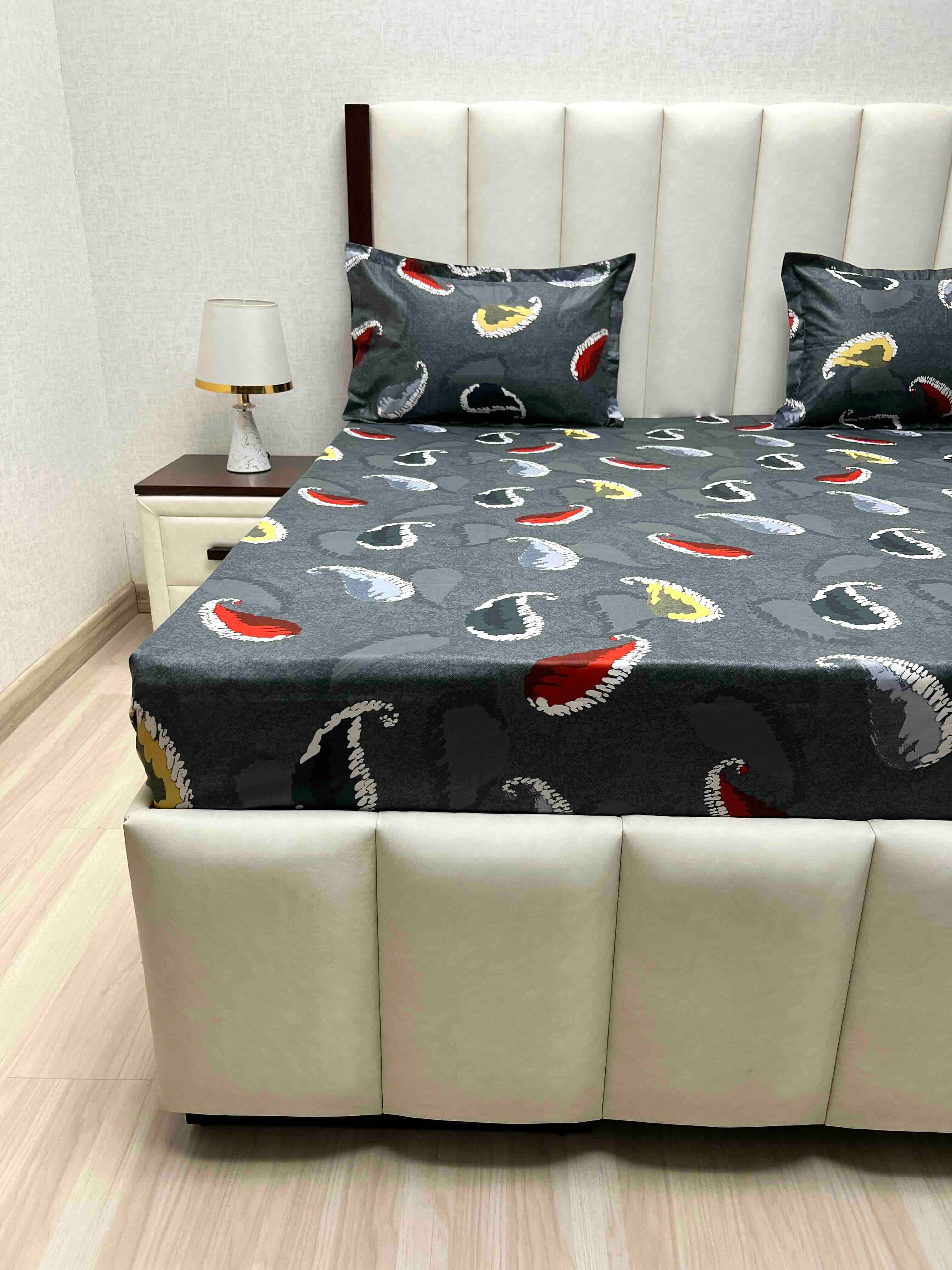 A-4617 - Pure Cotton 180 TC Queen Size Double Bedsheet (228X254) with Two Pillow Covers (43X68)