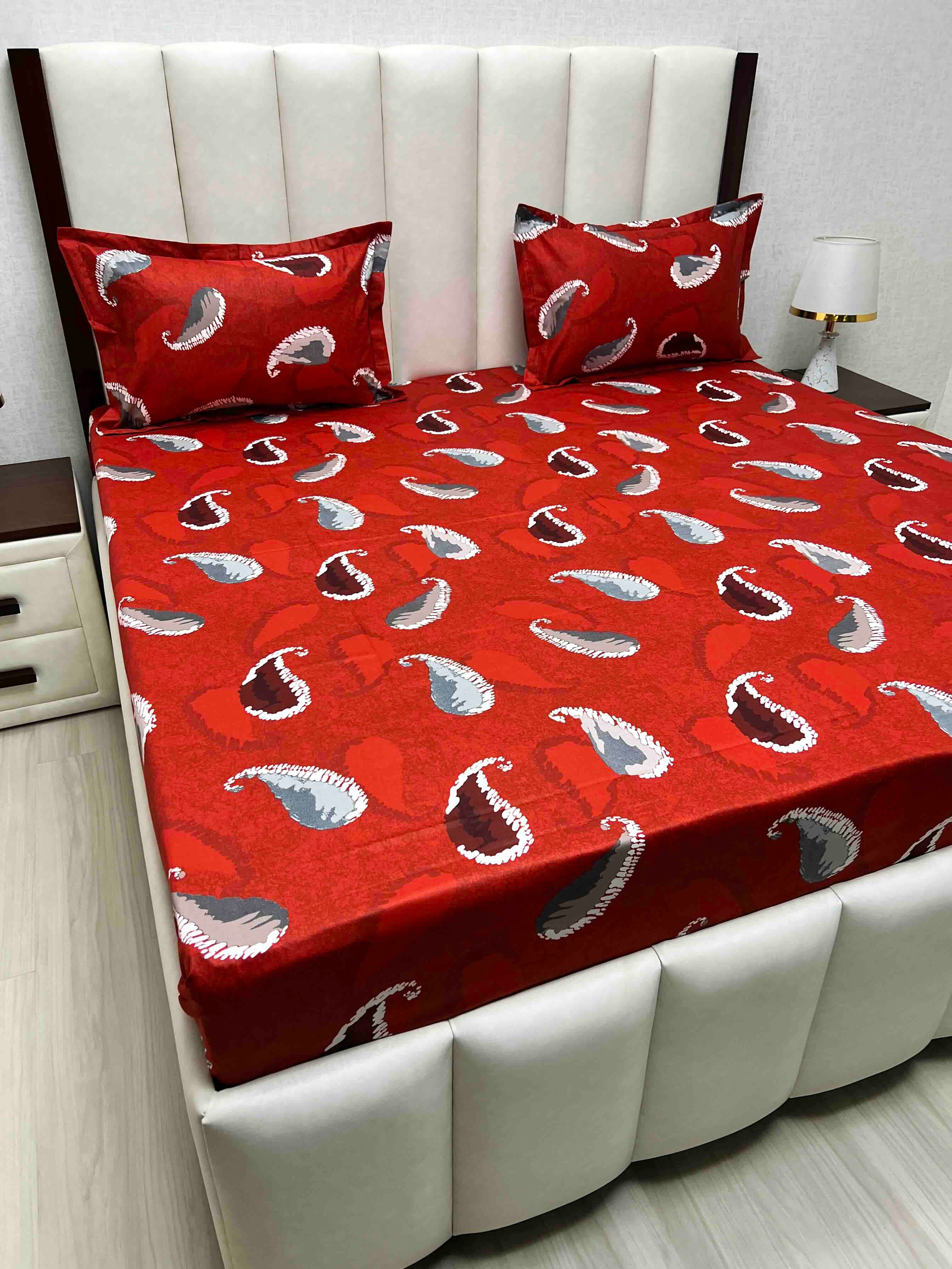 A-4621 - Pure Cotton 180 TC Queen Size Double Bedsheet (228X254) with Two Pillow Covers (43X68)