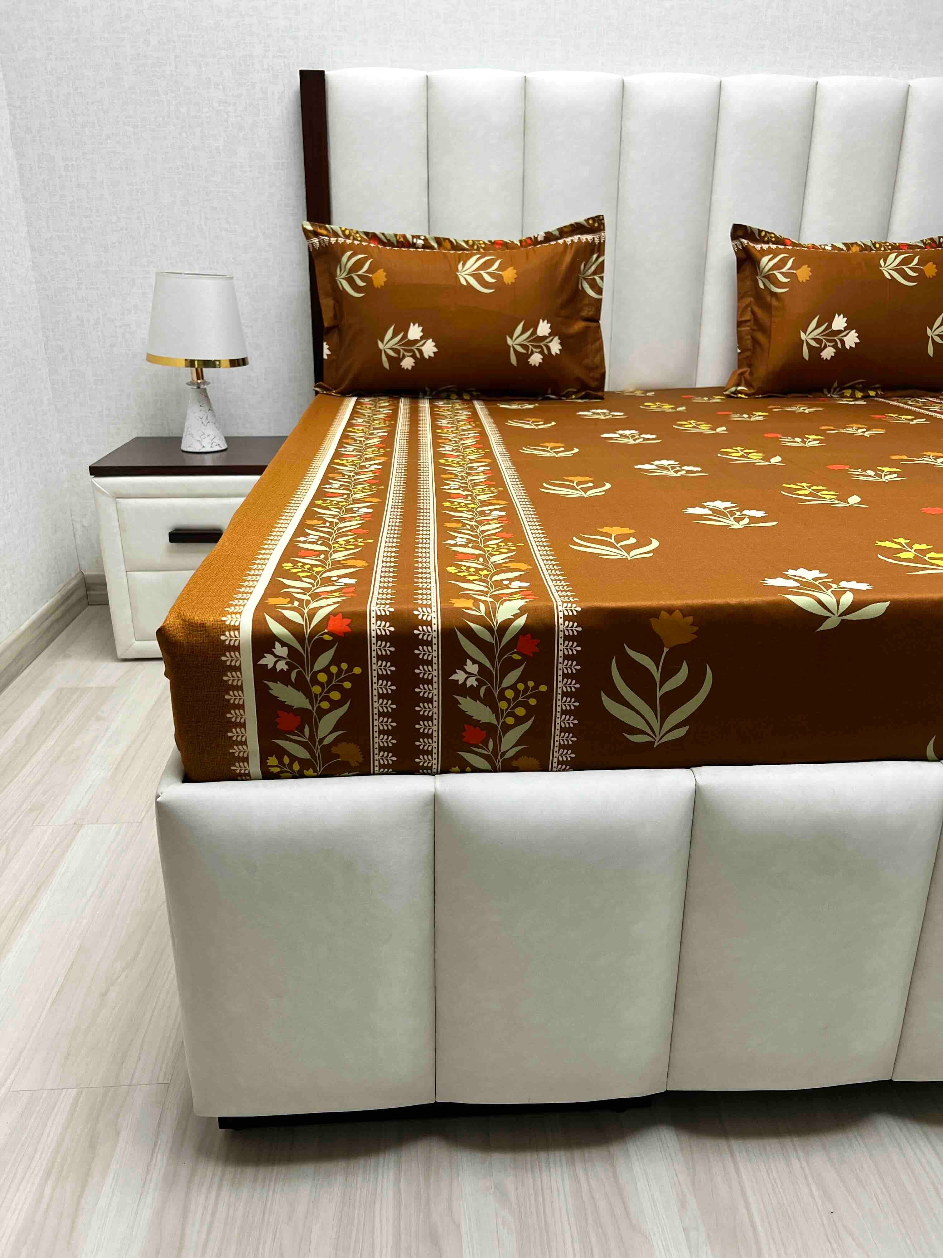 A-4625 - Pure Cotton 180 TC Queen Size Double Bedsheet (228X254) with Two Pillow Covers (43X68)