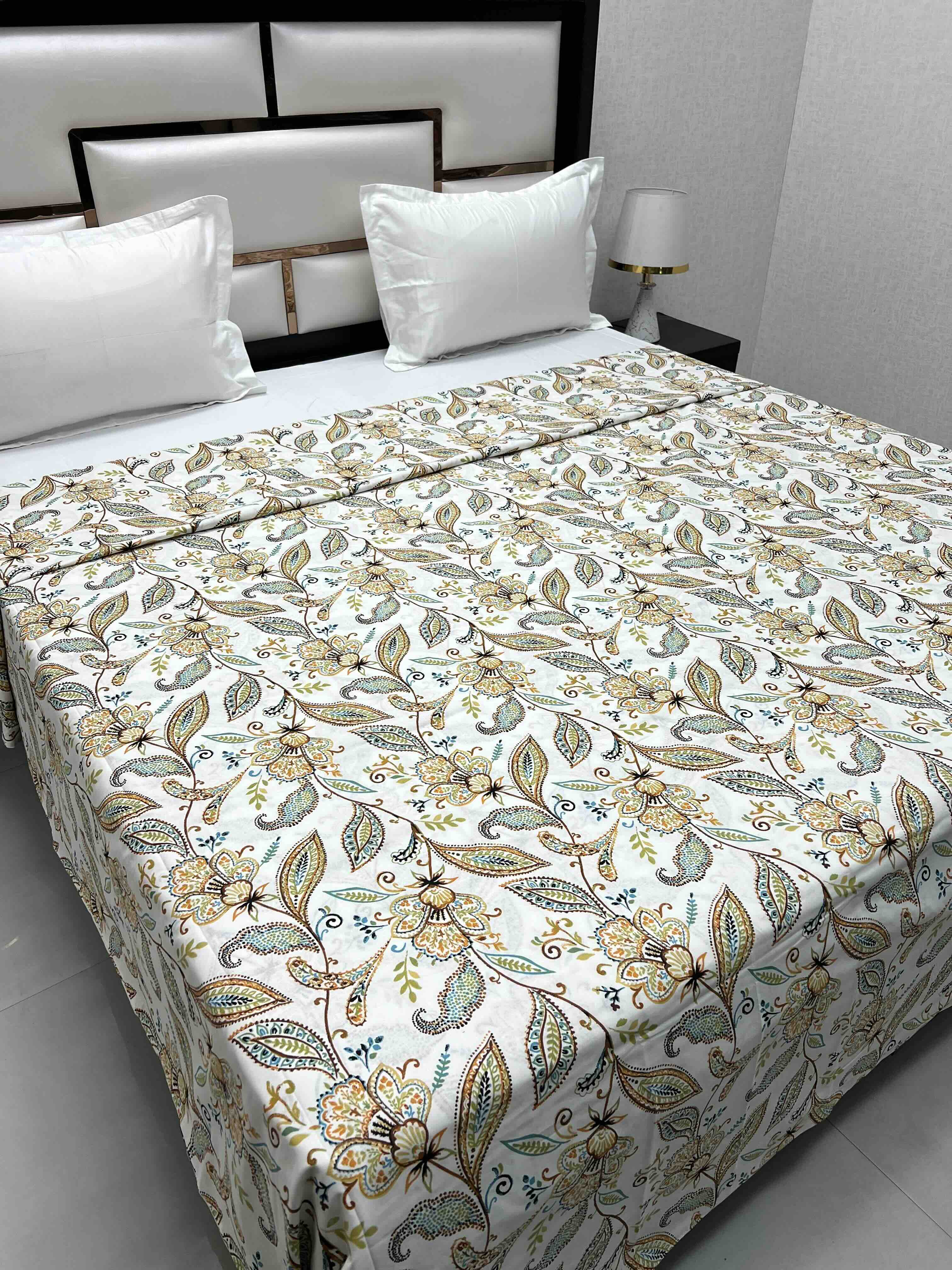 A-4630 - Pure Cotton 210 TC Super King Size Duvet Cover / Razaai Cover / Quilt Cover / Dohar Cover (243X267) for Double Bed Size with Heavy Zipper