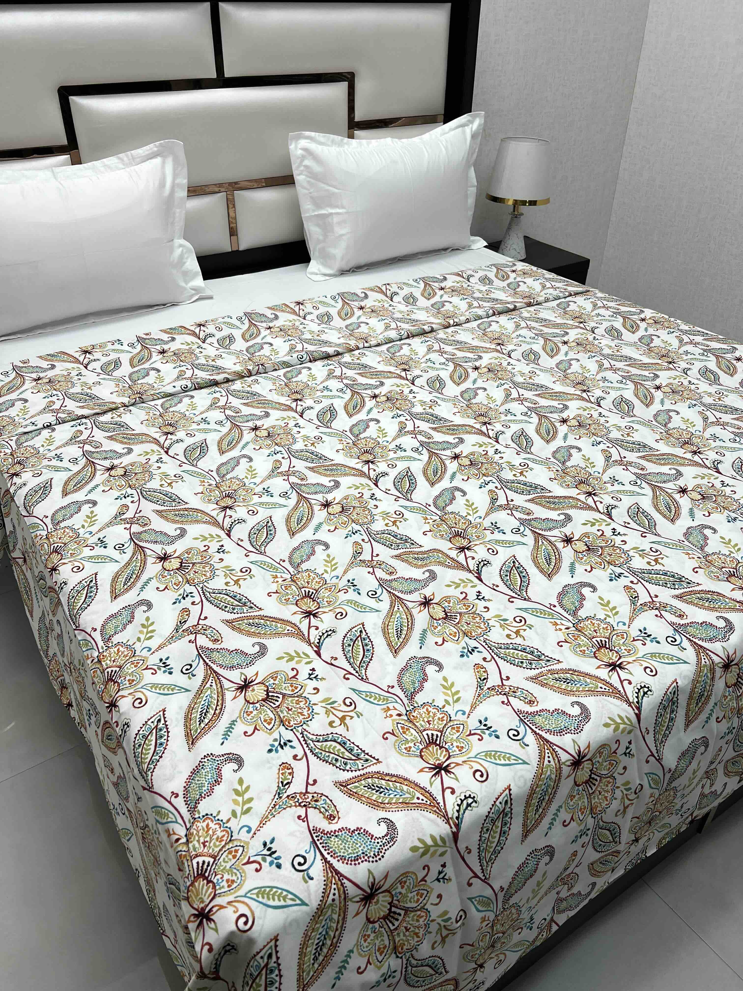 A-4632 - Pure Cotton 210 TC Super King Size Duvet Cover / Razaai Cover / Quilt Cover / Dohar Cover (243X267) for Double Bed Size with Heavy Zipper