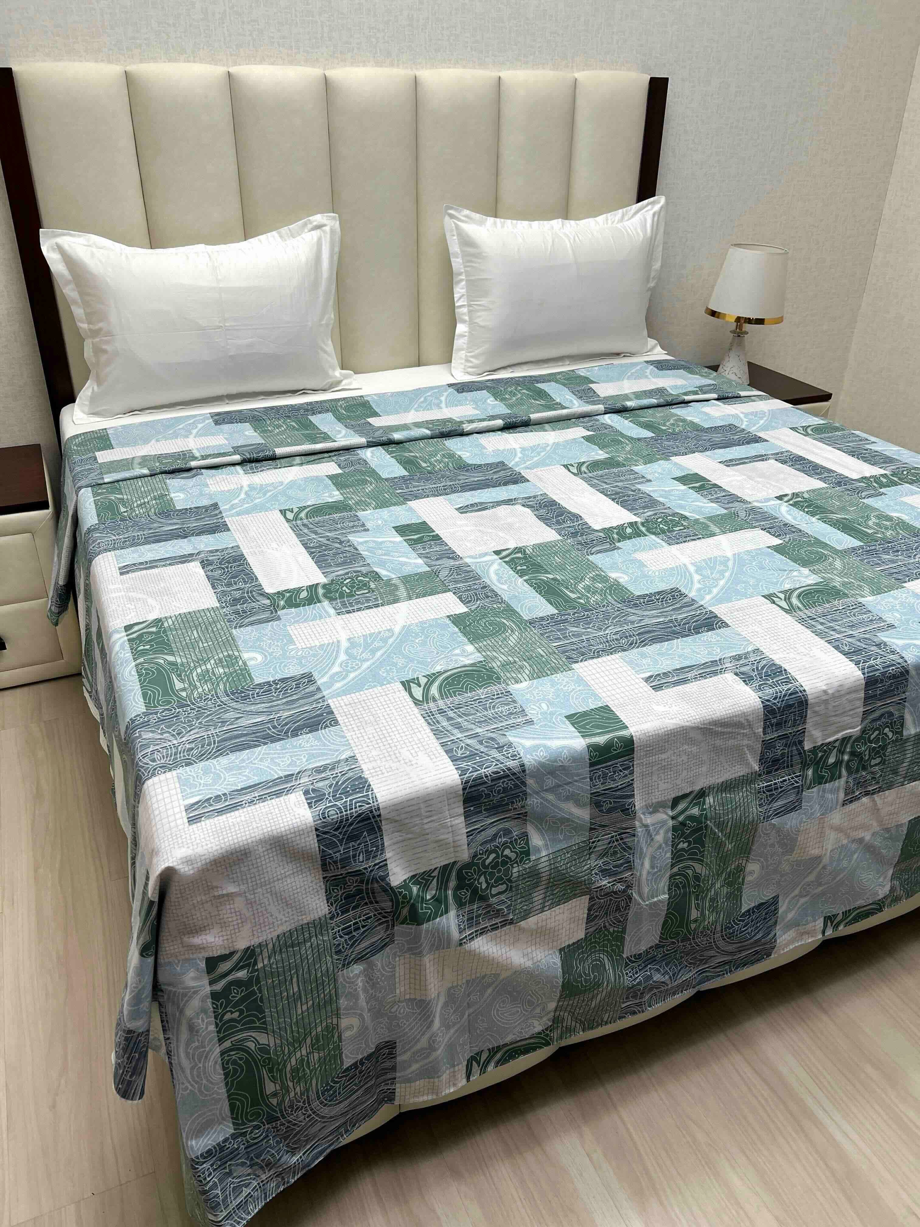 A-4636 - Pure Cotton 210 TC Super King Size Duvet Cover / Razaai Cover / Quilt Cover / Dohar Cover (243X267) for Double Bed Size with Heavy Zipper