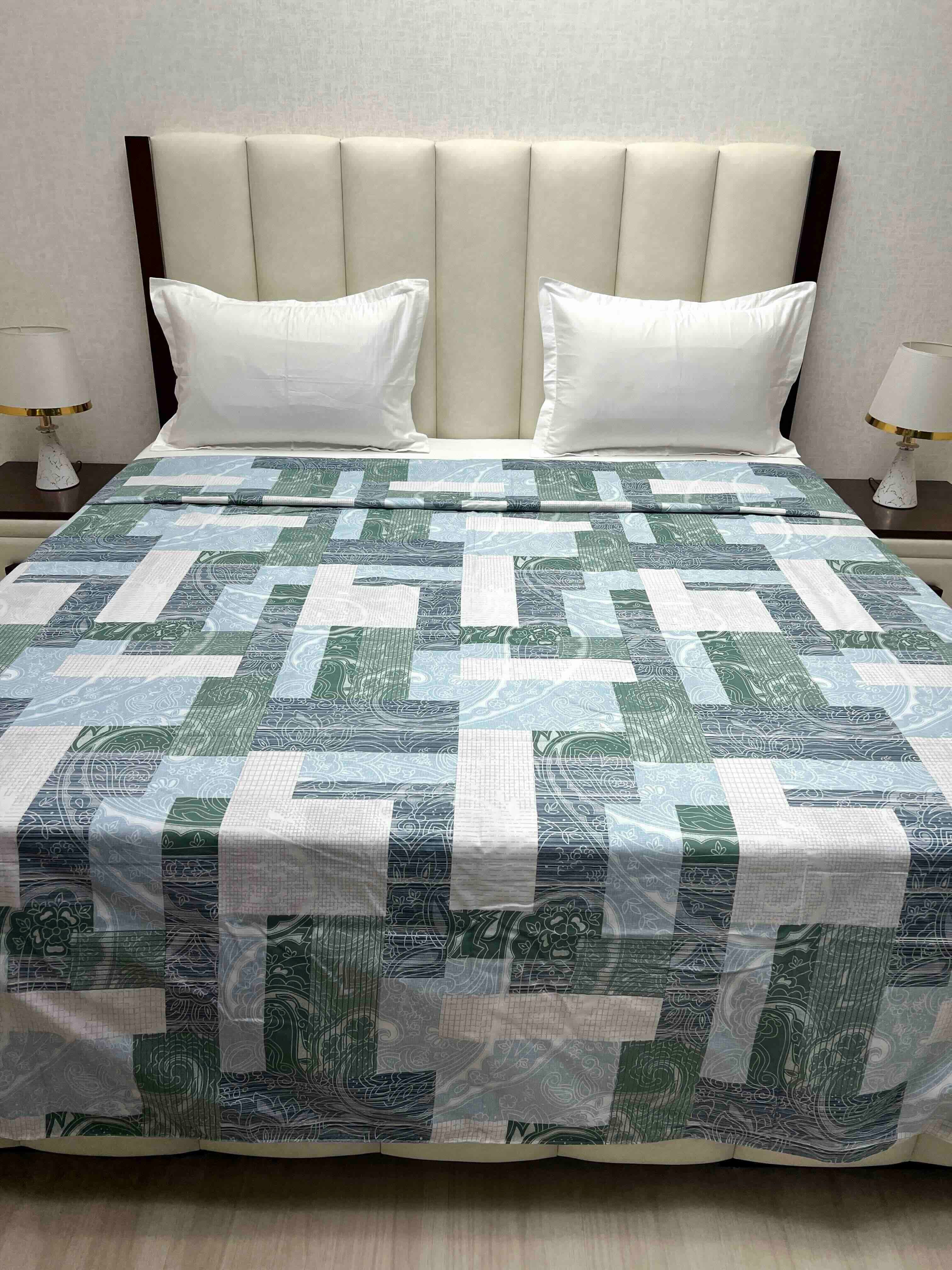 A-4636 - Pure Cotton 210 TC Super King Size Duvet Cover / Razaai Cover / Quilt Cover / Dohar Cover (243X267) for Double Bed Size with Heavy Zipper