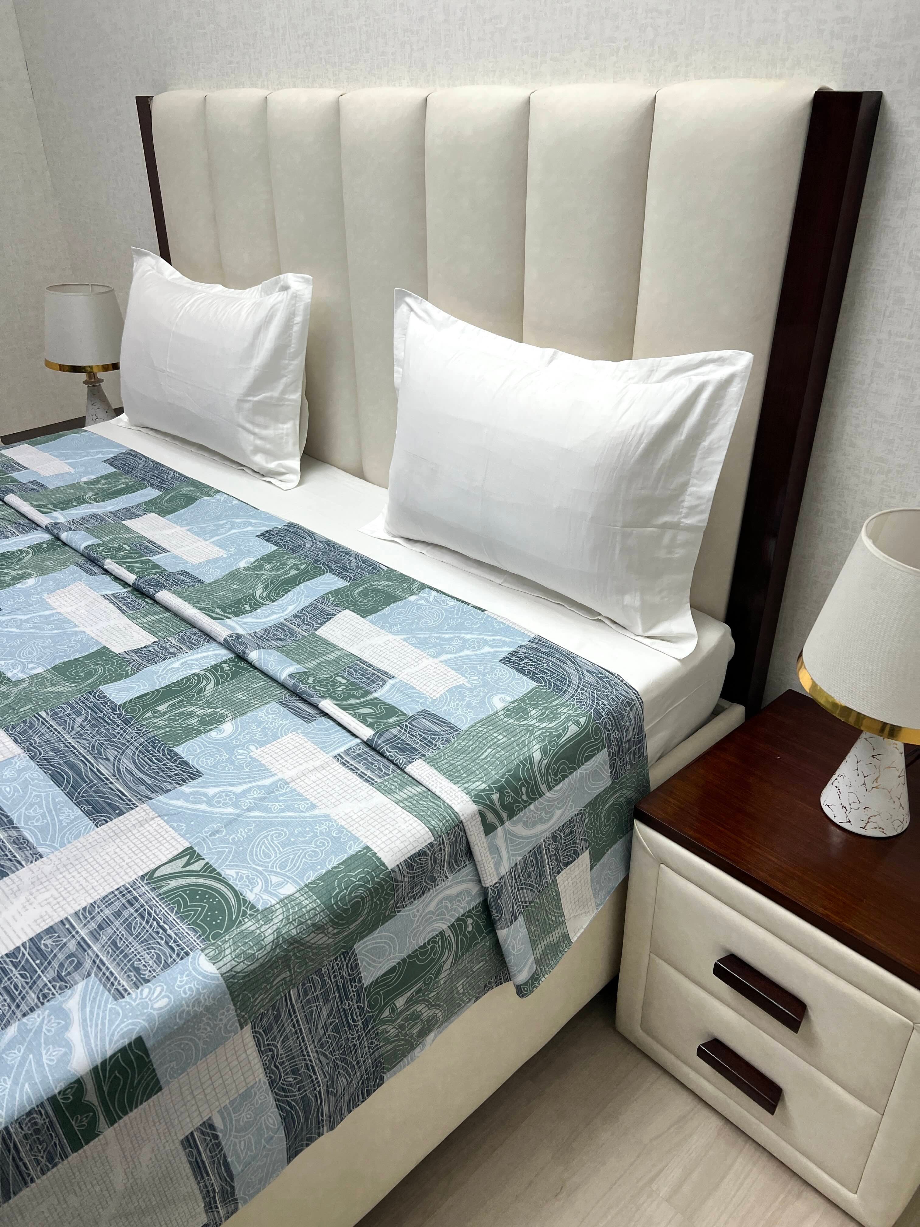 A-4636 - Pure Cotton 210 TC Super King Size Duvet Cover / Razaai Cover / Quilt Cover / Dohar Cover (243X267) for Double Bed Size with Heavy Zipper