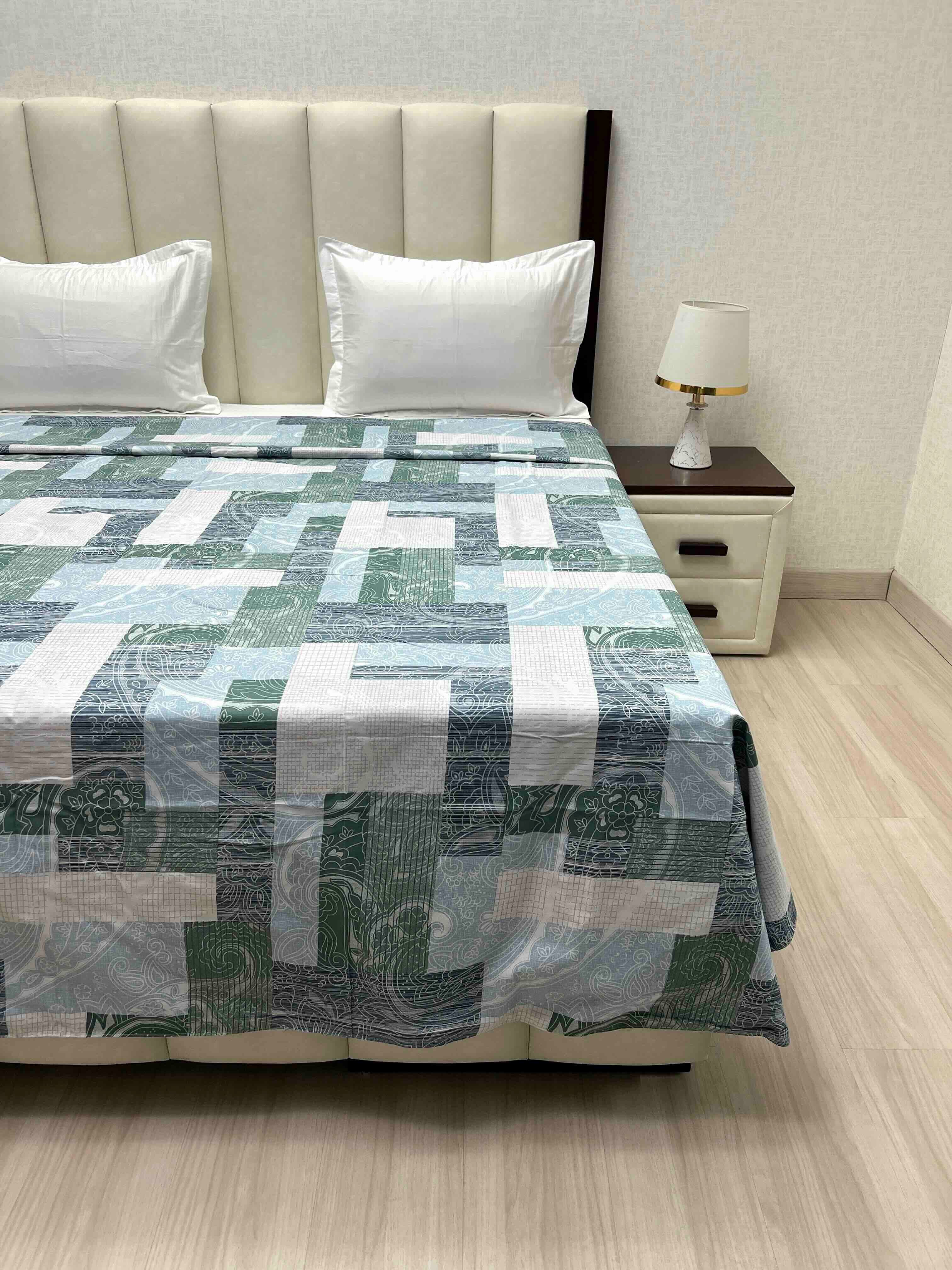 A-4636 - Pure Cotton 210 TC Super King Size Duvet Cover / Razaai Cover / Quilt Cover / Dohar Cover (243X267) for Double Bed Size with Heavy Zipper