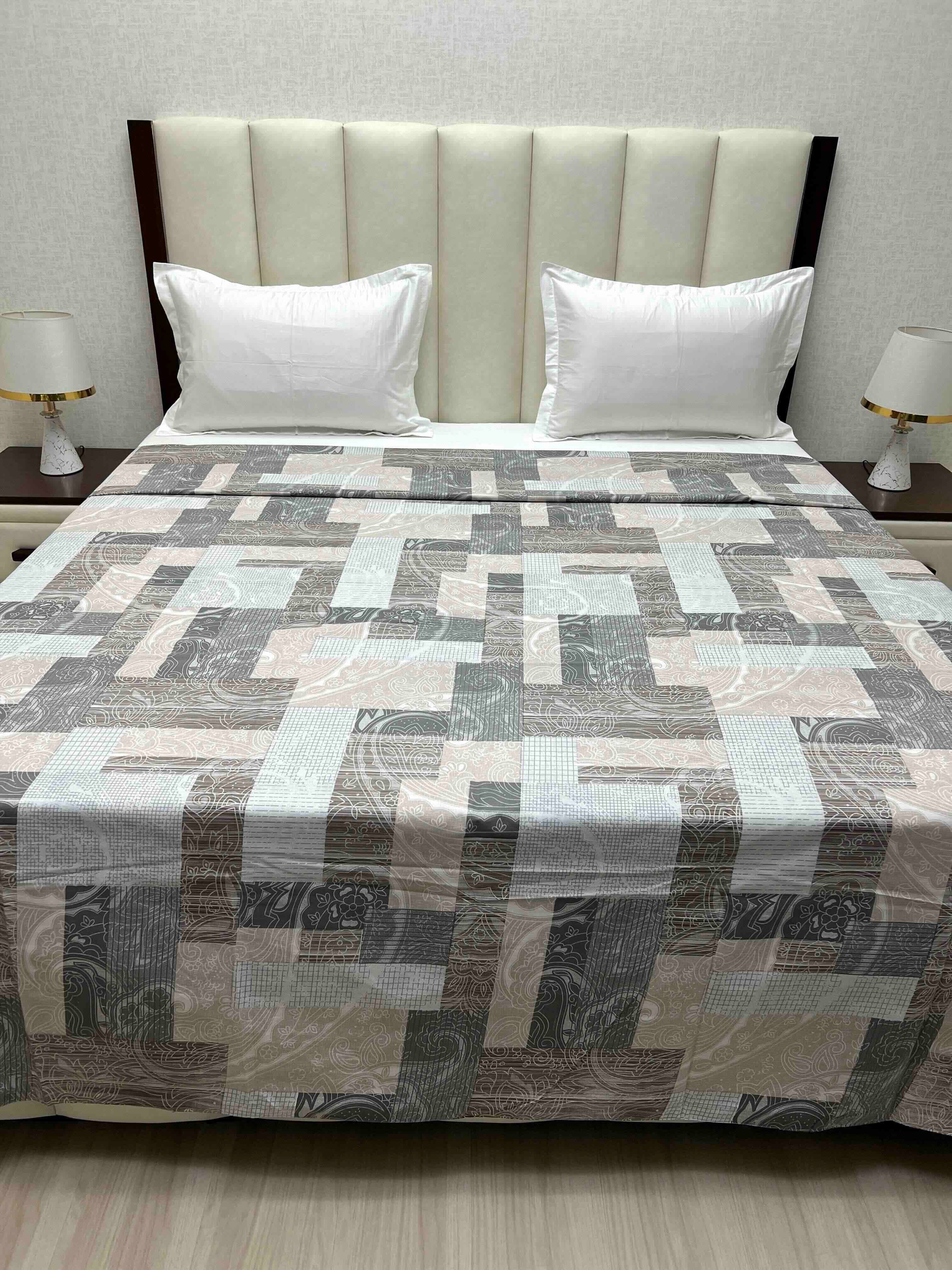 A-4637 - Pure Cotton 210 TC Super King Size Duvet Cover / Razaai Cover / Quilt Cover / Dohar Cover (243X267) for Double Bed Size with Heavy Zipper
