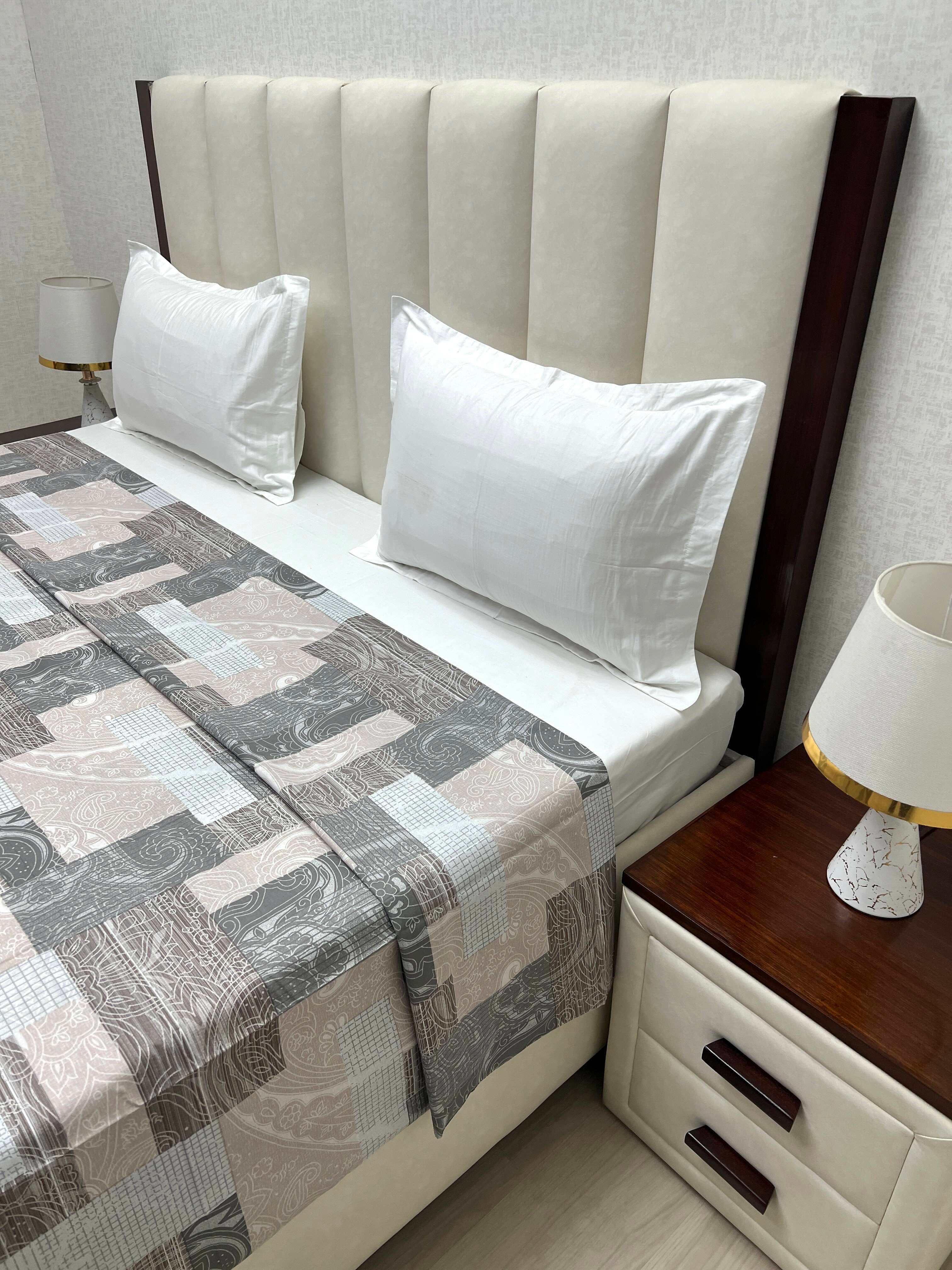 A-4637 - Pure Cotton 210 TC Super King Size Duvet Cover / Razaai Cover / Quilt Cover / Dohar Cover (243X267) for Double Bed Size with Heavy Zipper
