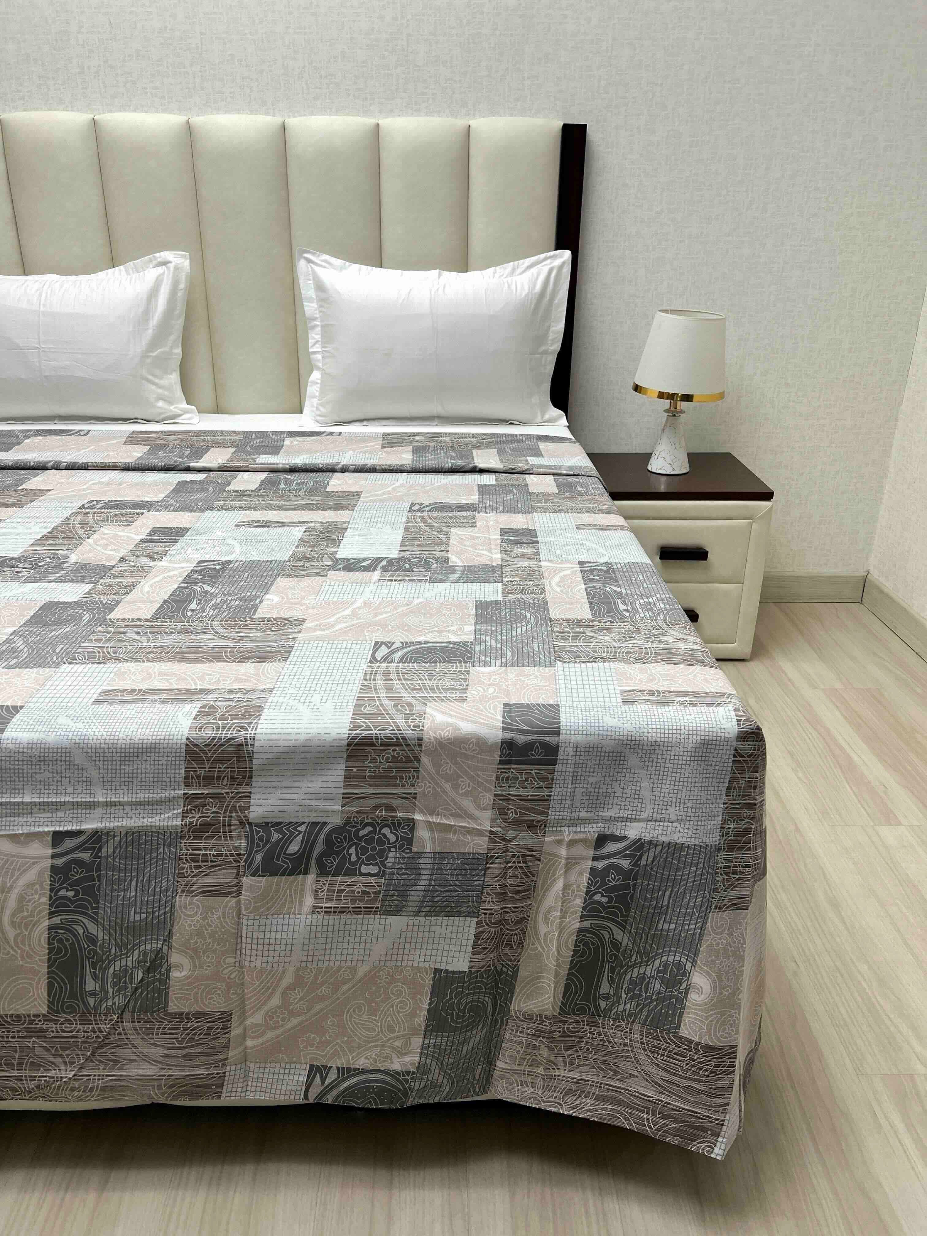 A-4637 - Pure Cotton 210 TC Super King Size Duvet Cover / Razaai Cover / Quilt Cover / Dohar Cover (243X267) for Double Bed Size with Heavy Zipper
