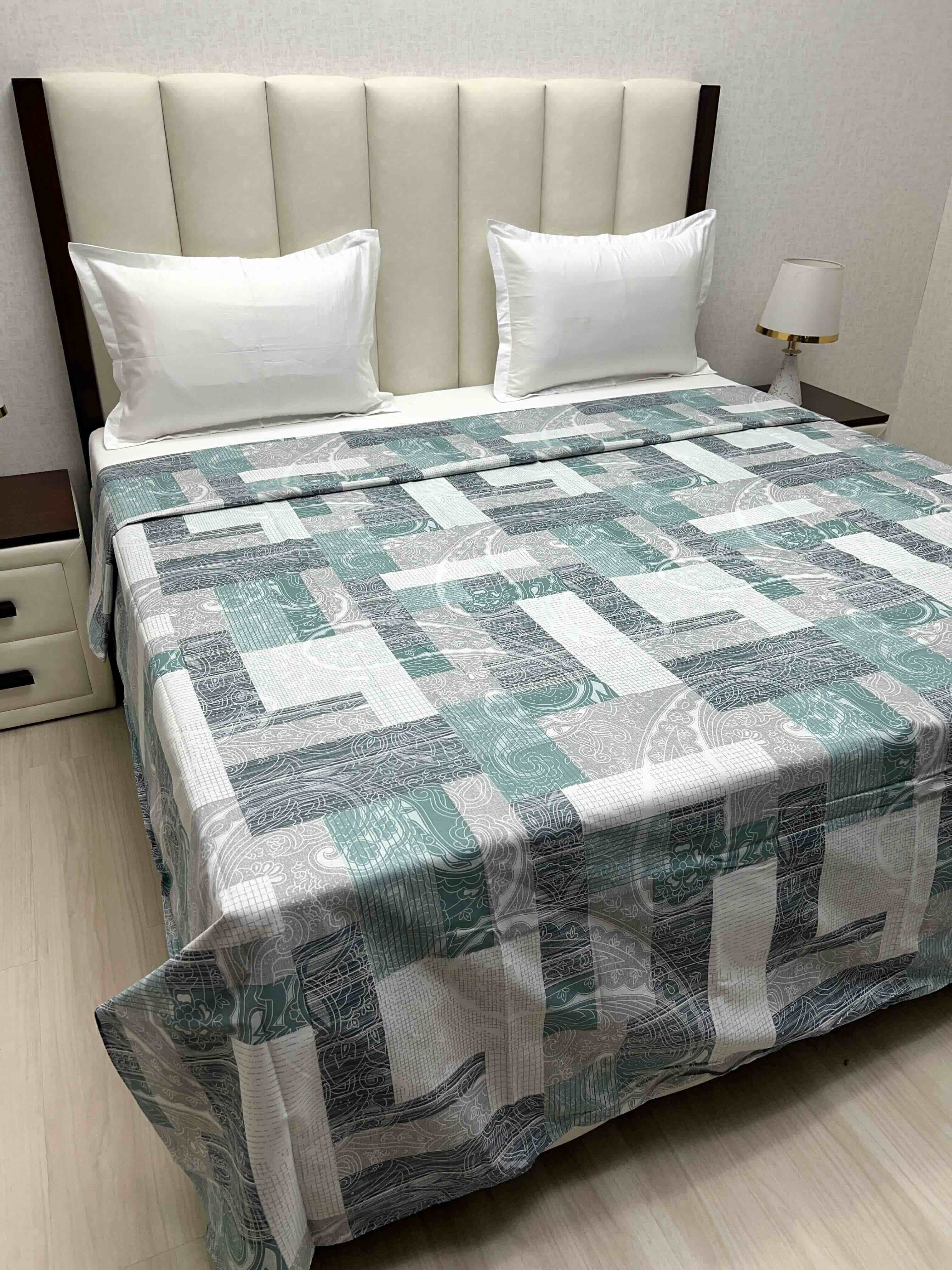 A-4638 - Pure Cotton 210 TC Super King Size Duvet Cover / Razaai Cover / Quilt Cover / Dohar Cover (243X267) for Double Bed Size with Heavy Zipper