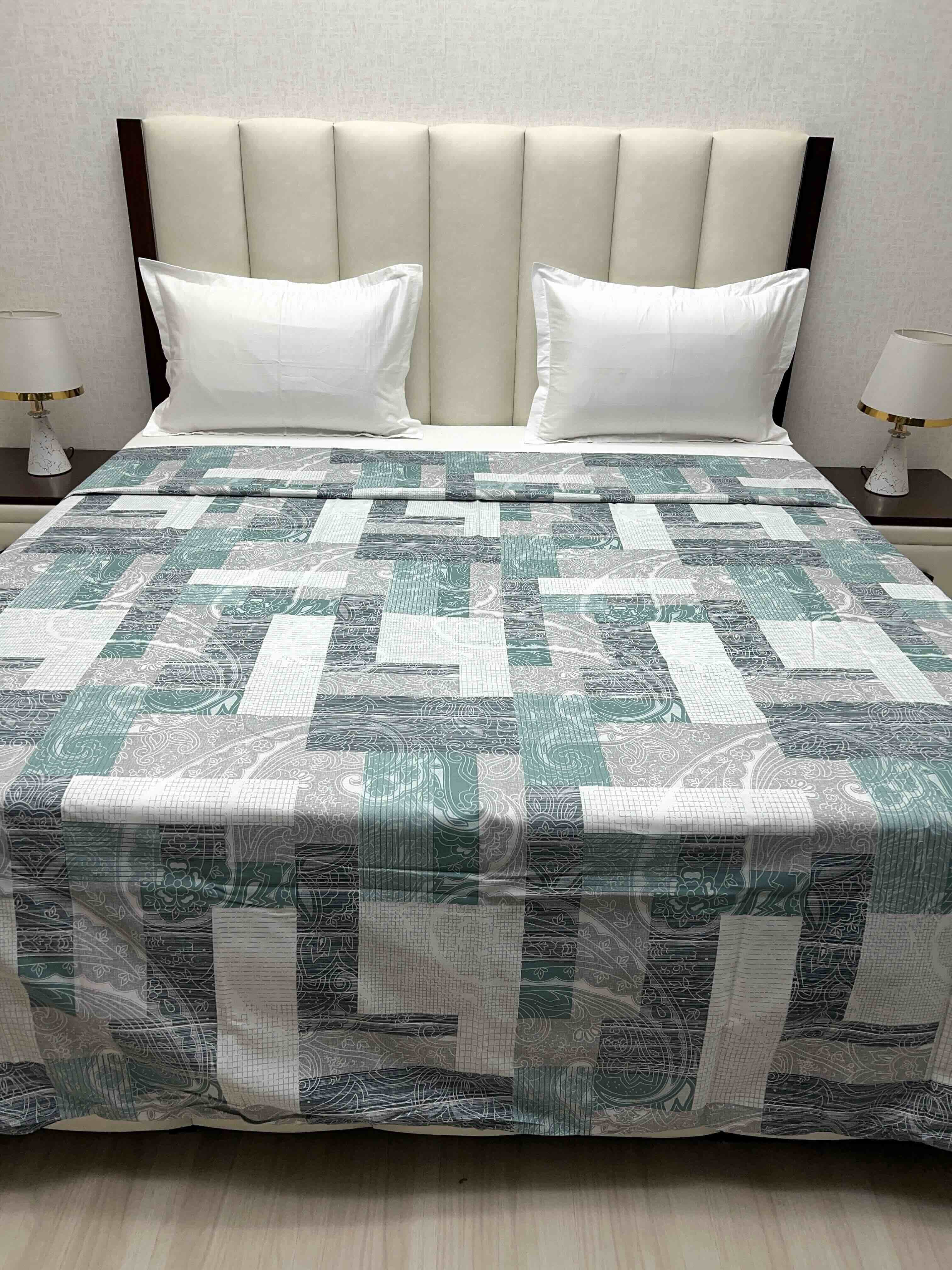 A-4638 - Pure Cotton 210 TC Super King Size Duvet Cover / Razaai Cover / Quilt Cover / Dohar Cover (243X267) for Double Bed Size with Heavy Zipper