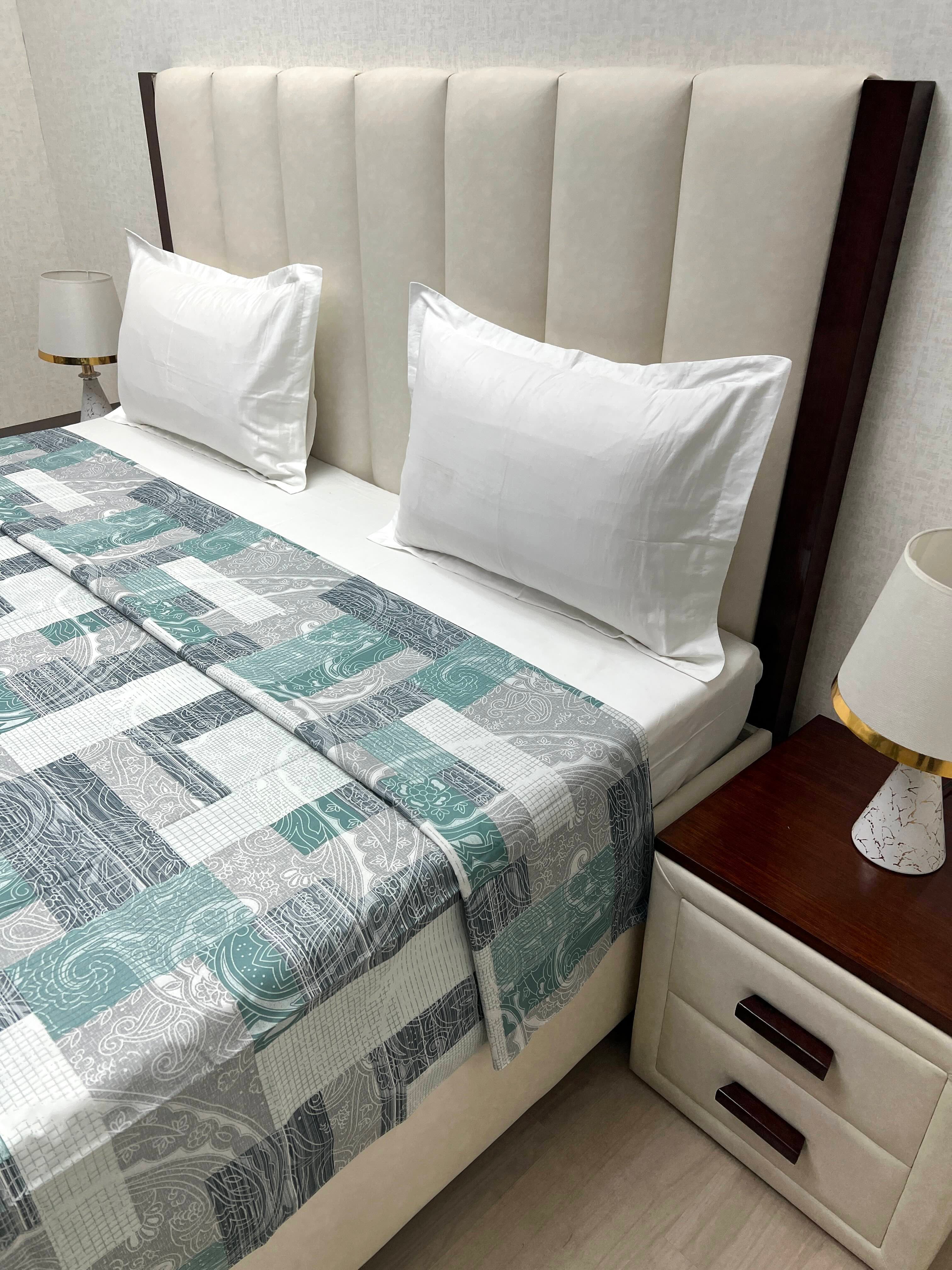A-4638 - Pure Cotton 210 TC Super King Size Duvet Cover / Razaai Cover / Quilt Cover / Dohar Cover (243X267) for Double Bed Size with Heavy Zipper