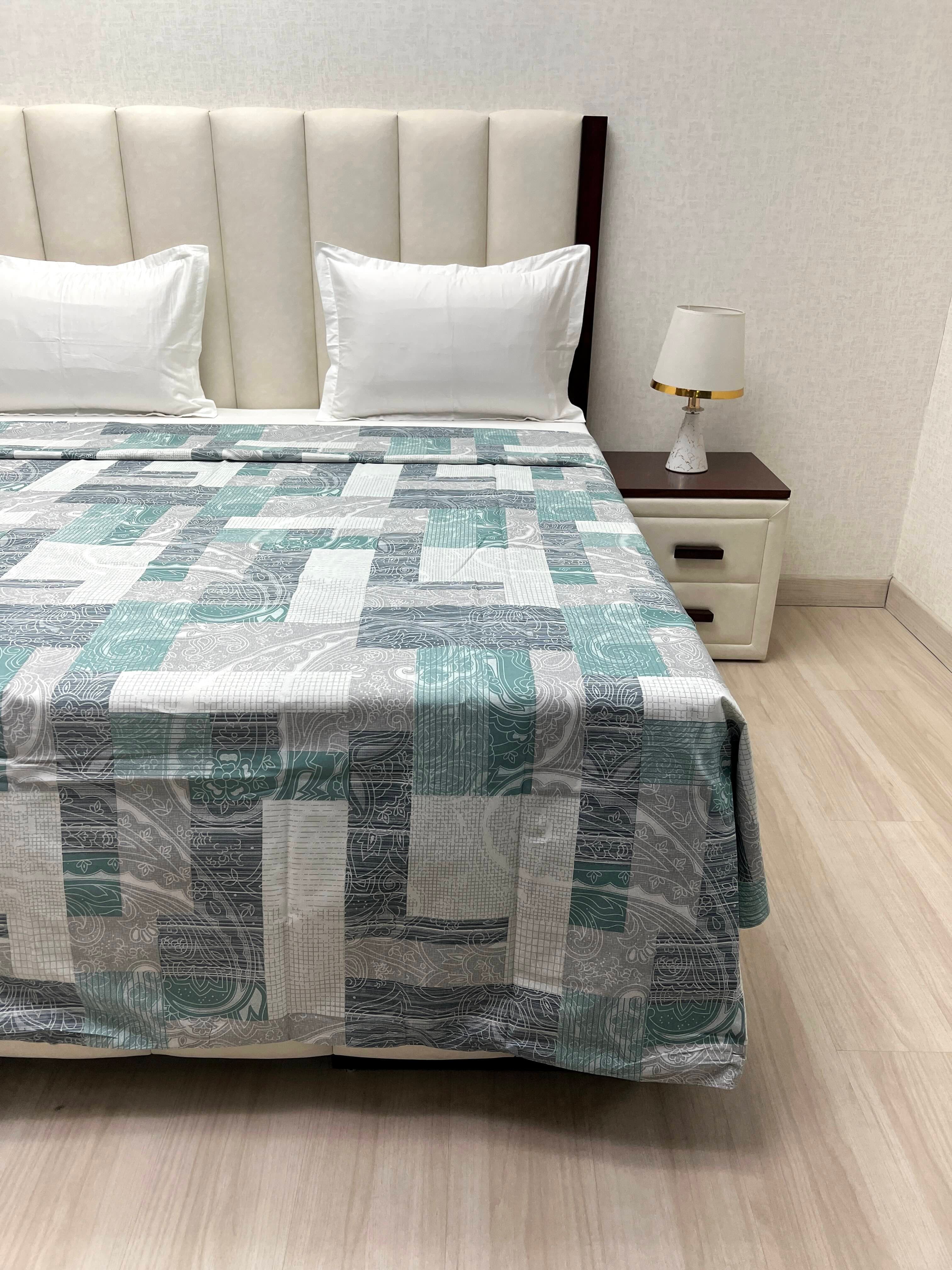 A-4638 - Pure Cotton 210 TC Super King Size Duvet Cover / Razaai Cover / Quilt Cover / Dohar Cover (243X267) for Double Bed Size with Heavy Zipper