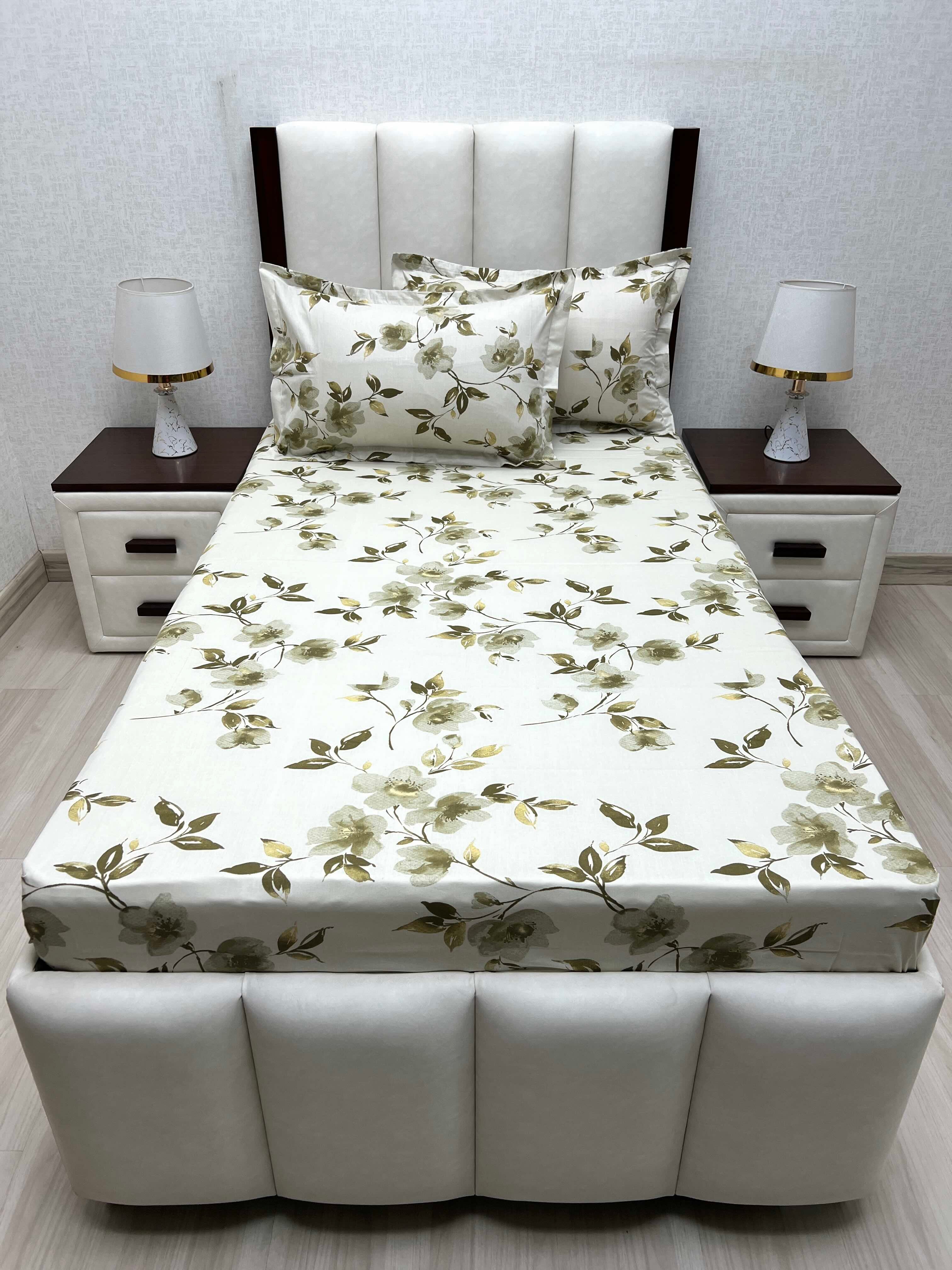 A-4644 - Pure Cotton 180 TC Single Bedsheet (173X236) with Two Pillow Covers (43X69)