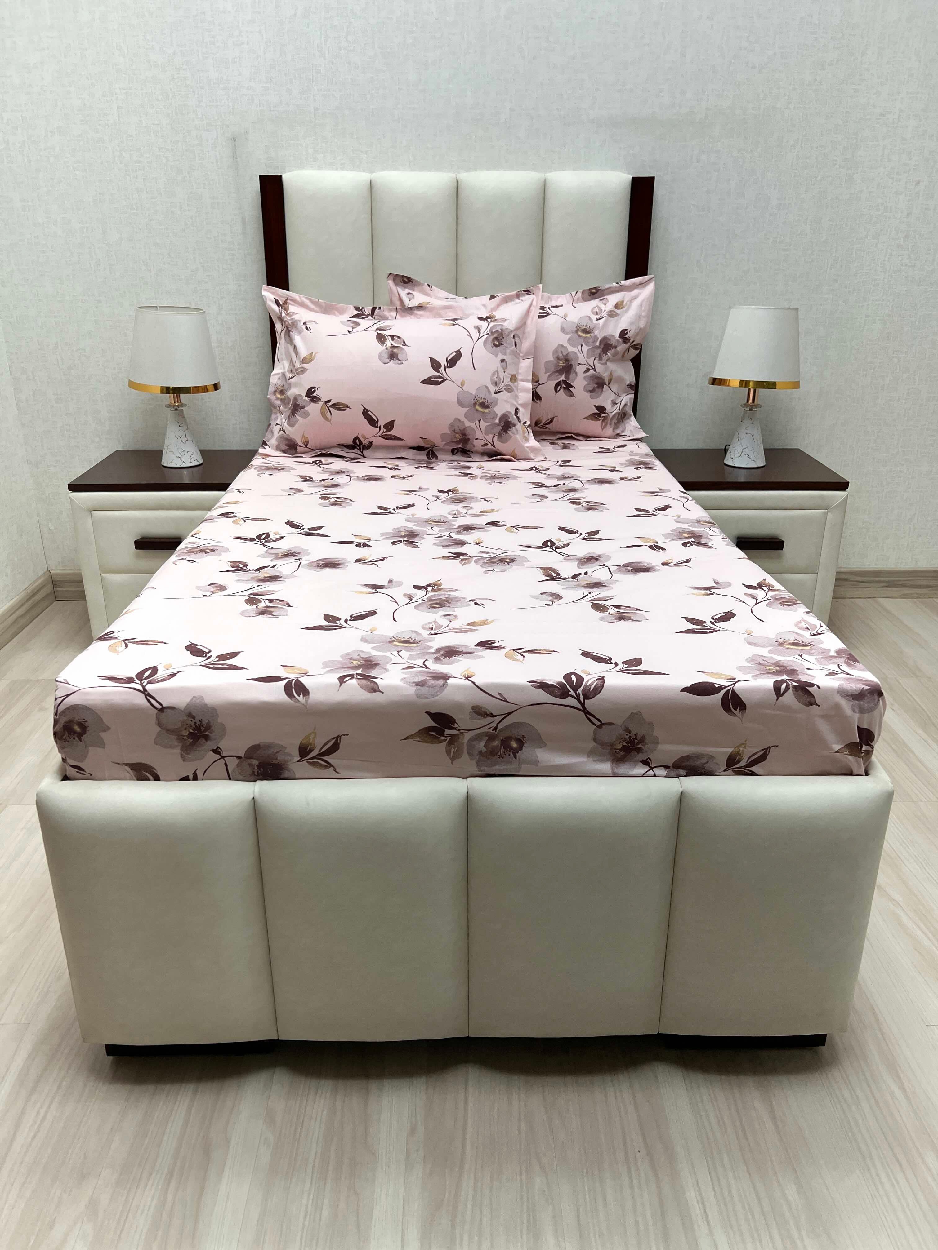 A-4646 - Pure Cotton 180 TC Single Bedsheet (173X236) with Two Pillow Covers (43X69)