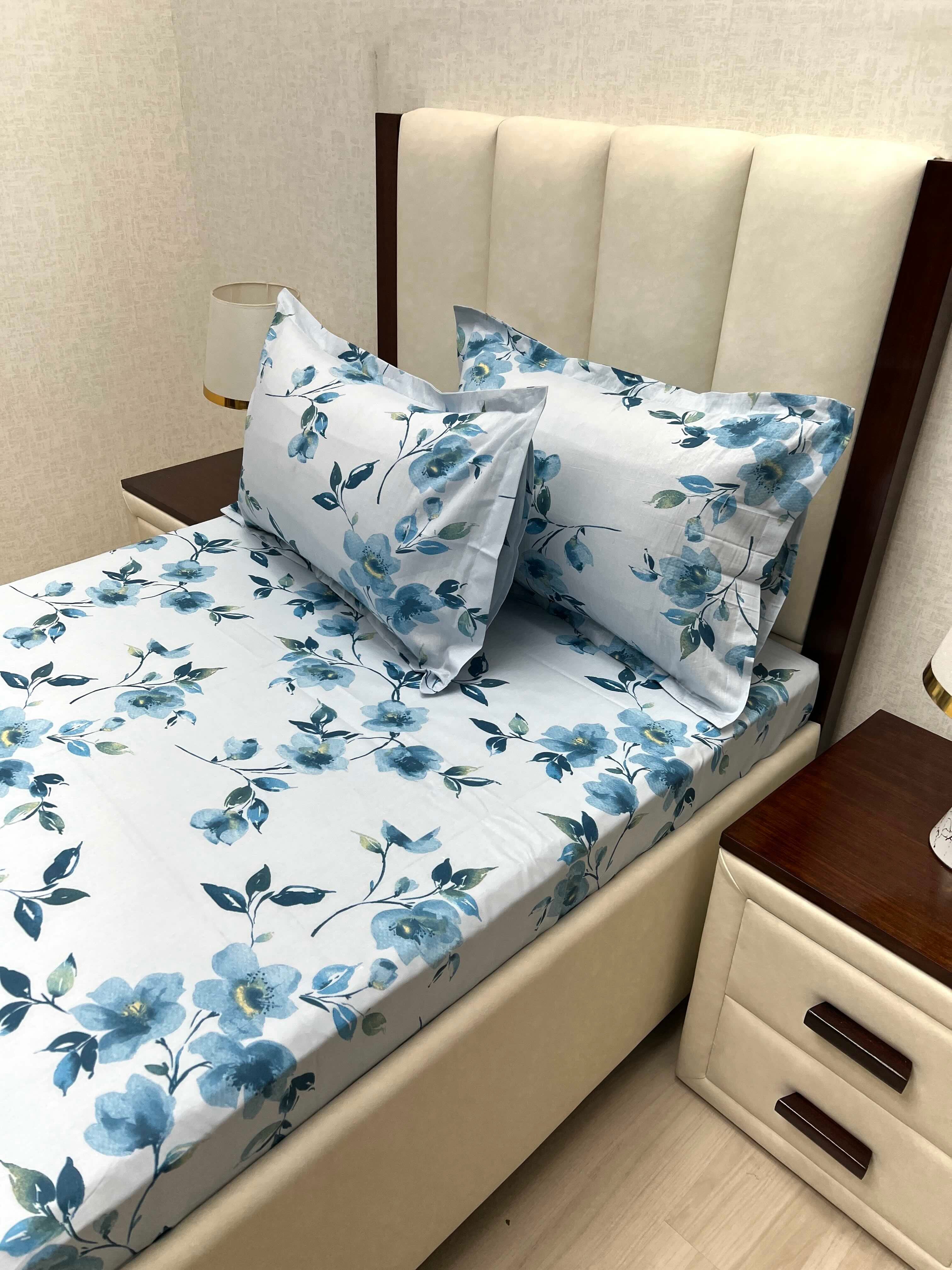 A-4647 - Pure Cotton 180 TC Single Bedsheet (173X236) with Two Pillow Covers (43X69)