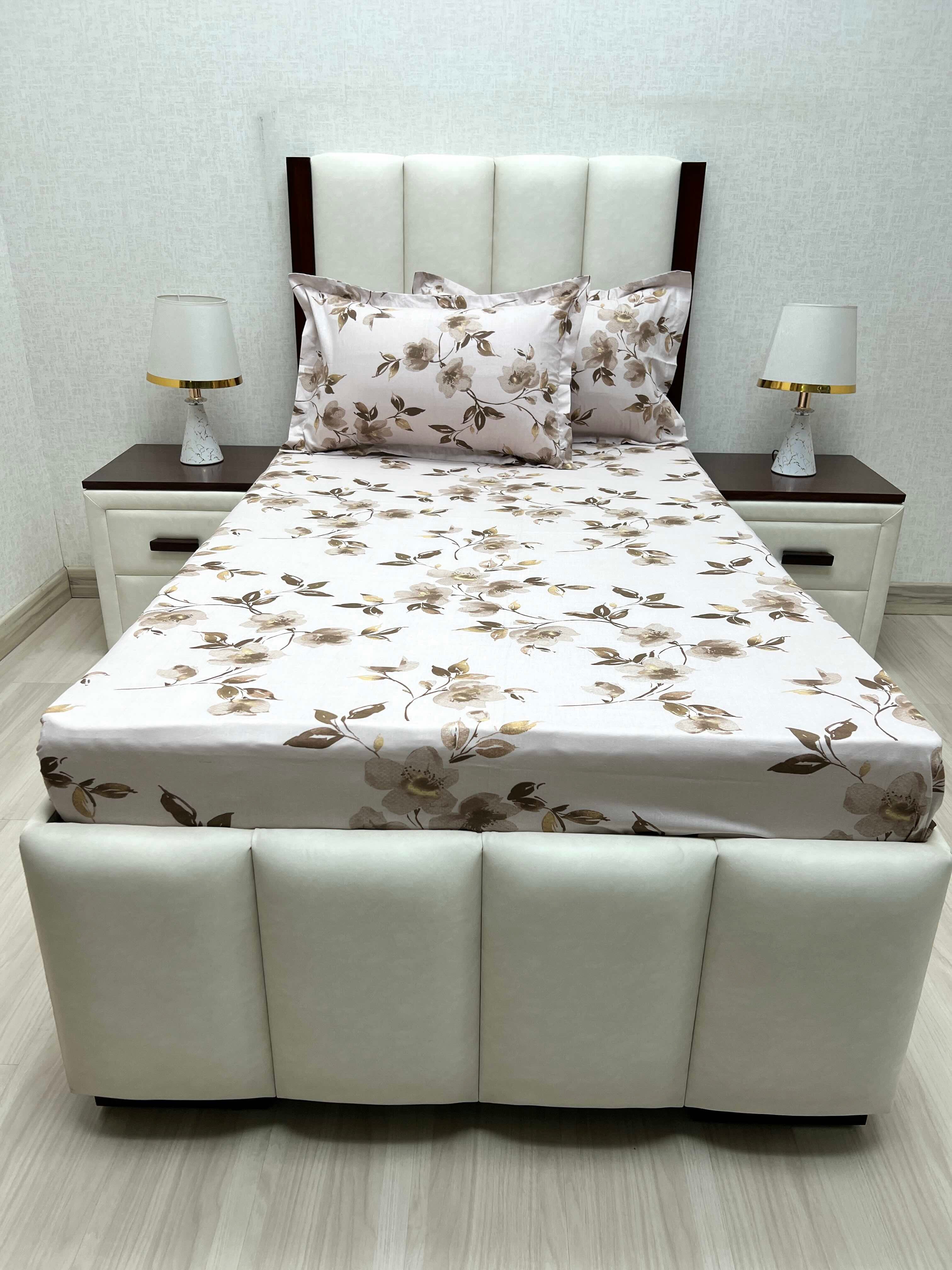 A-4648 - Pure Cotton 180 TC Single Bedsheet (173X236) with Two Pillow Covers (43X69)