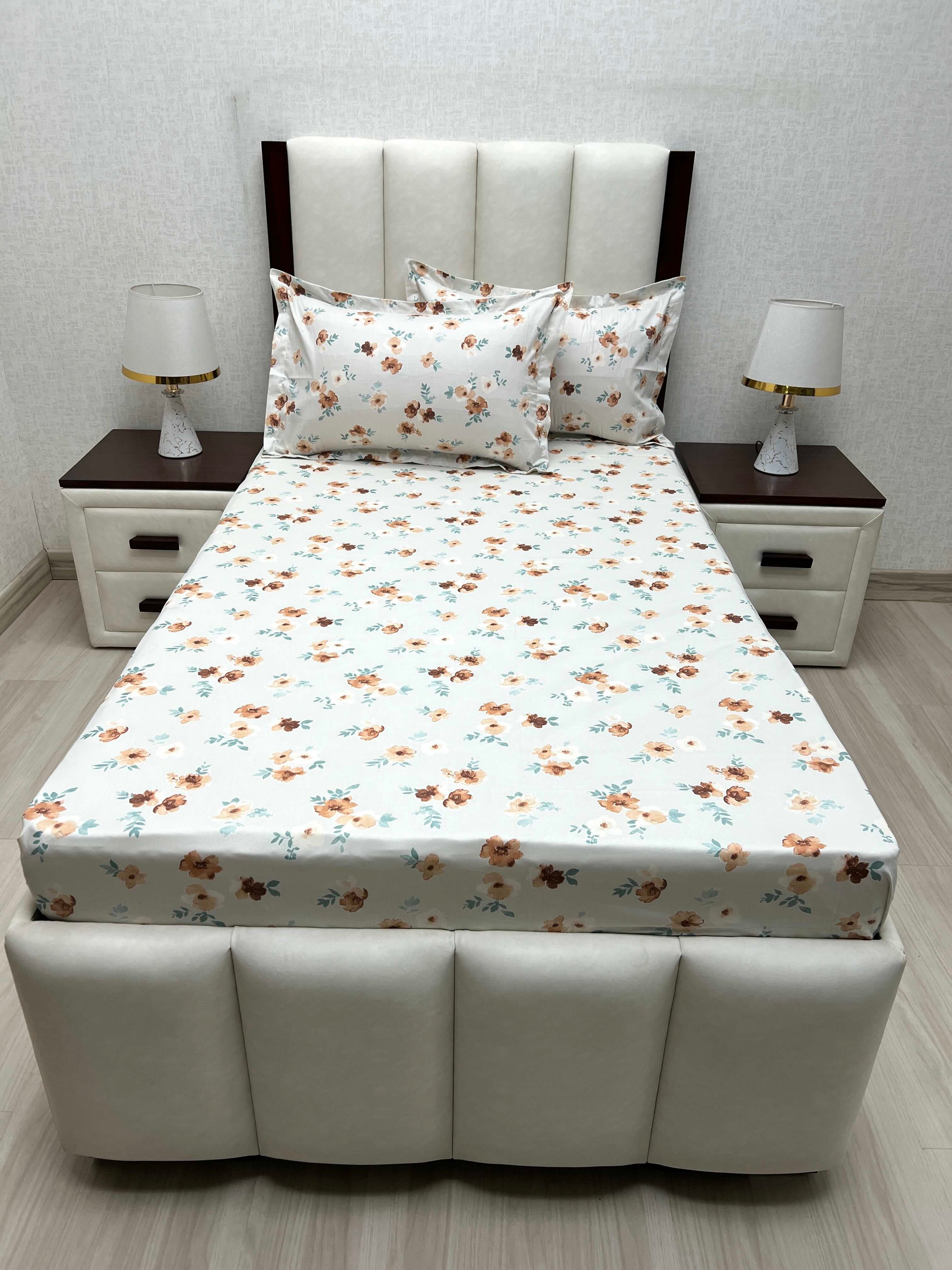 A-4649 - Pure Cotton 180 TC Single Bedsheet (173X236) with Two Pillow Covers (43X69)