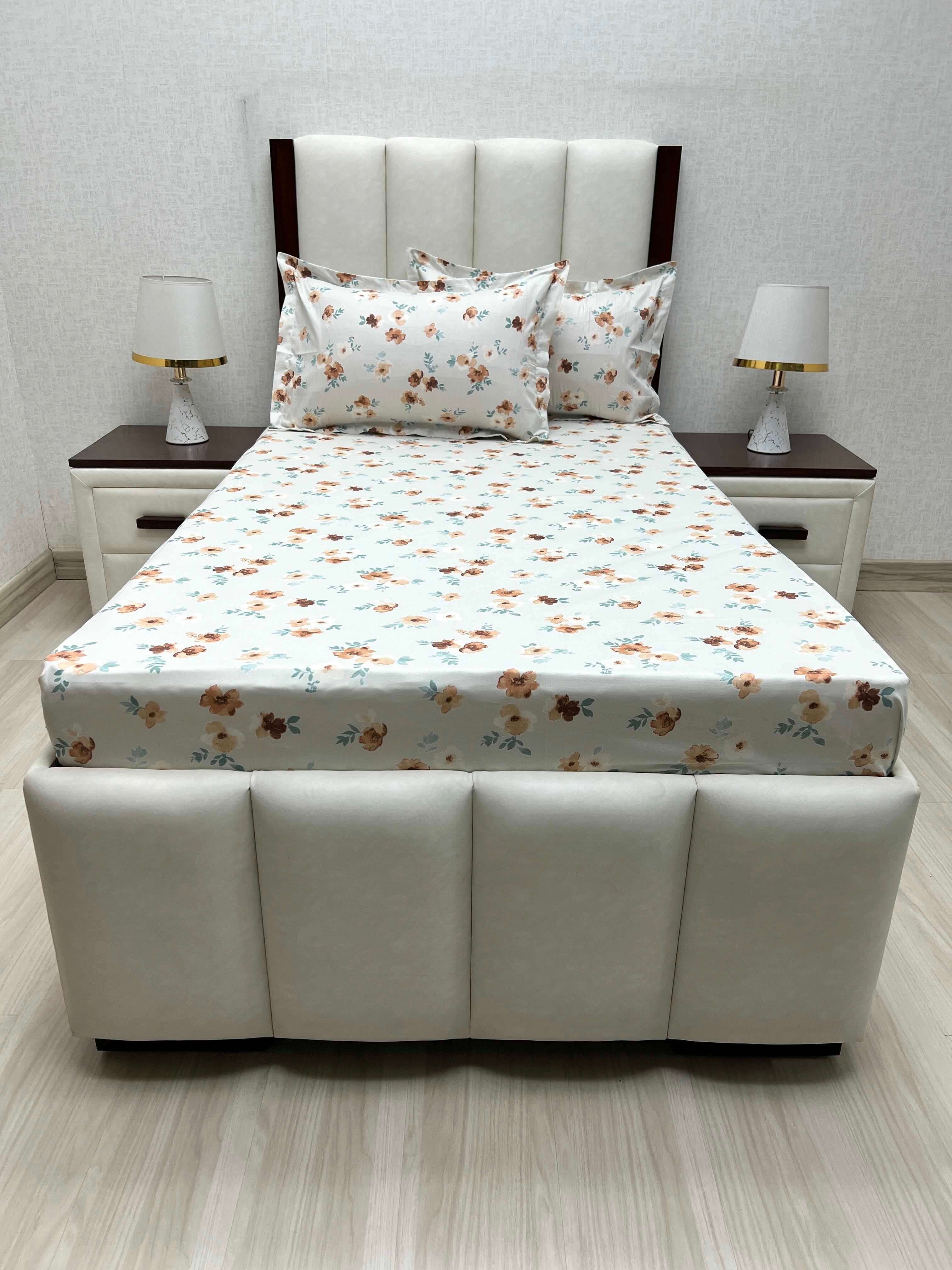 A-4649 - Pure Cotton 180 TC Single Bedsheet (173X236) with Two Pillow Covers (43X69)