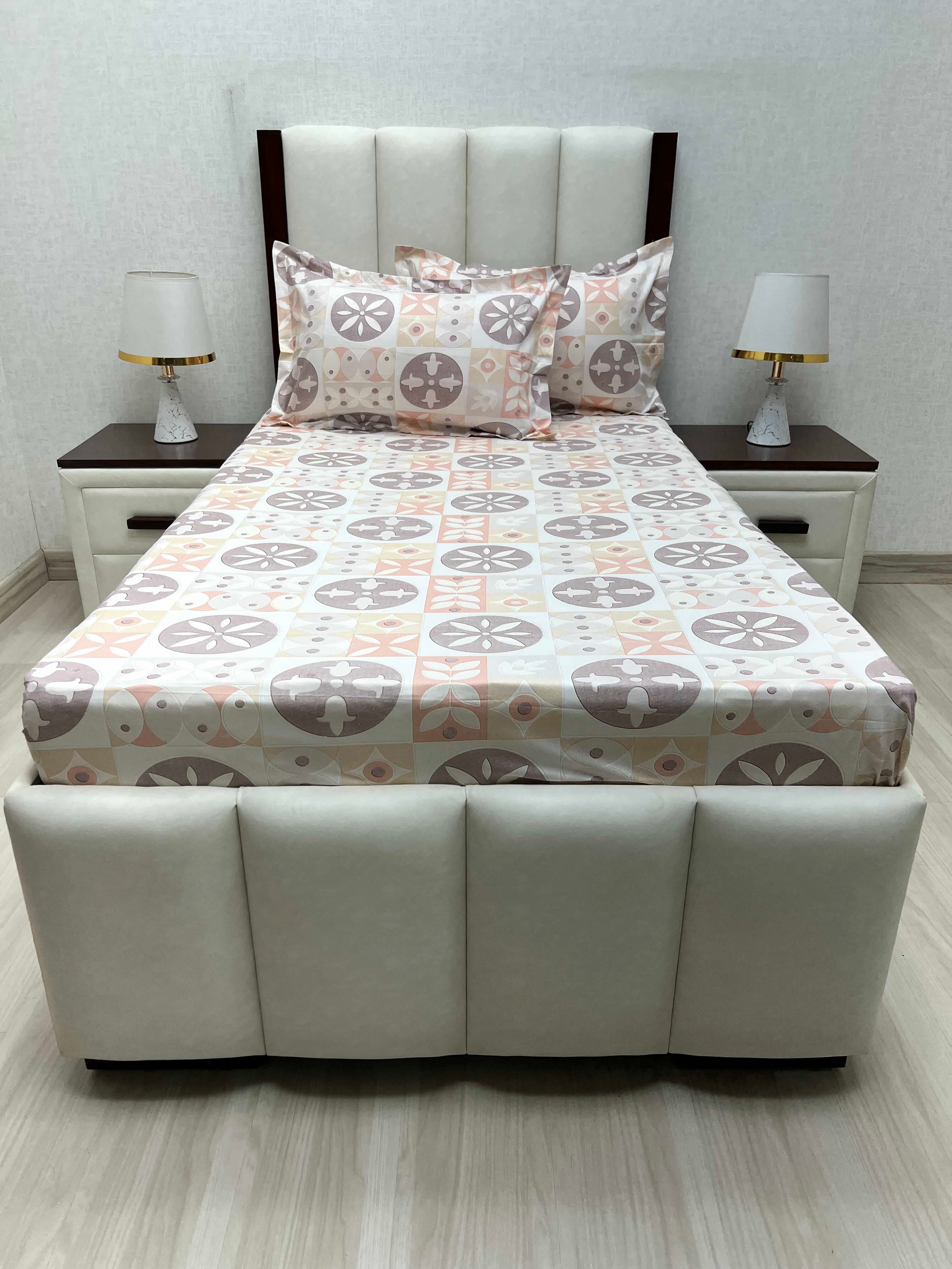 A-4653 - Pure Cotton 180 TC Single Bedsheet (173X236) with Two Pillow Covers (43X69)