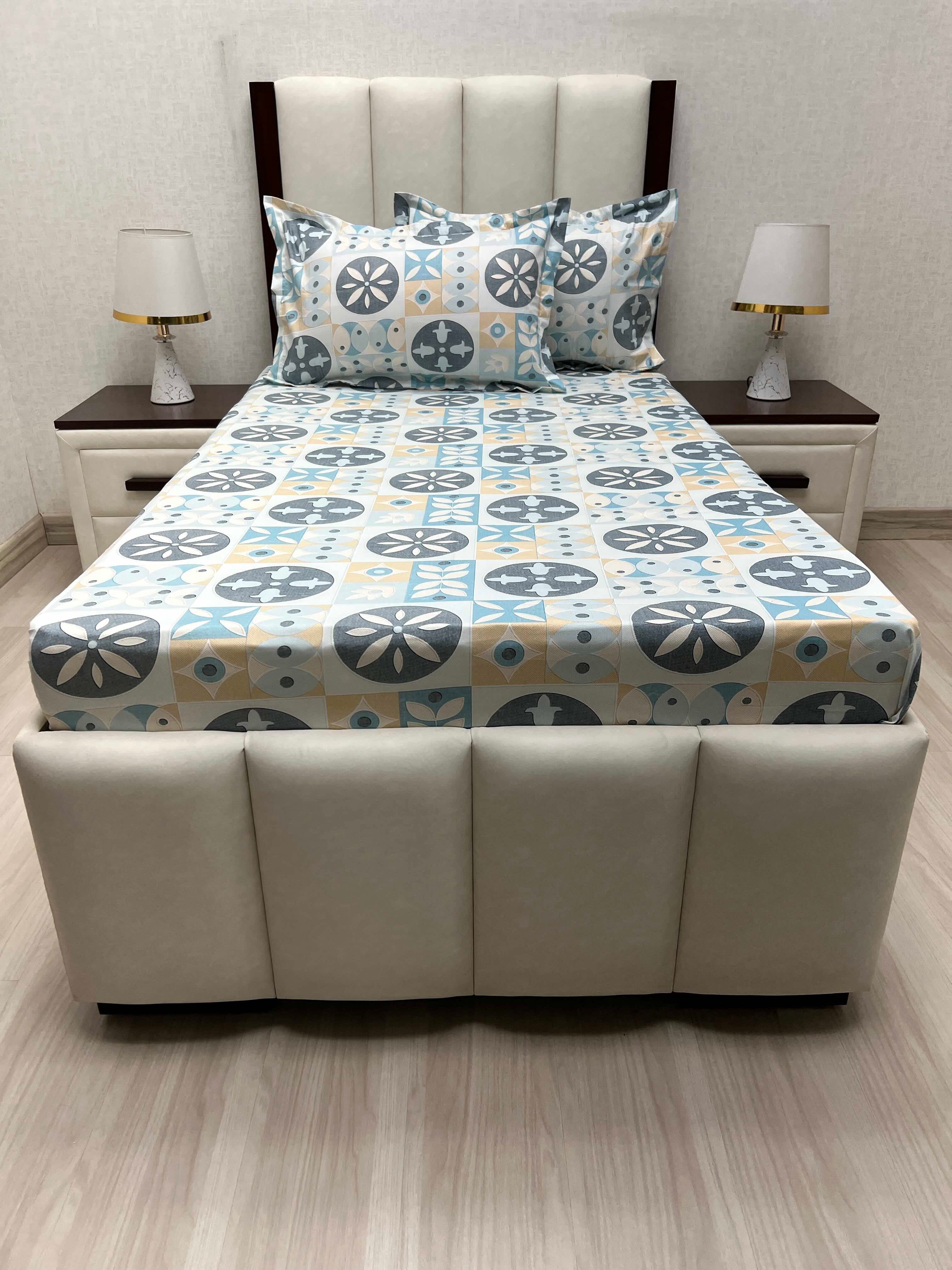 A-4654 - Pure Cotton 180 TC Single Bedsheet (173X236) with Two Pillow Covers (43X69)