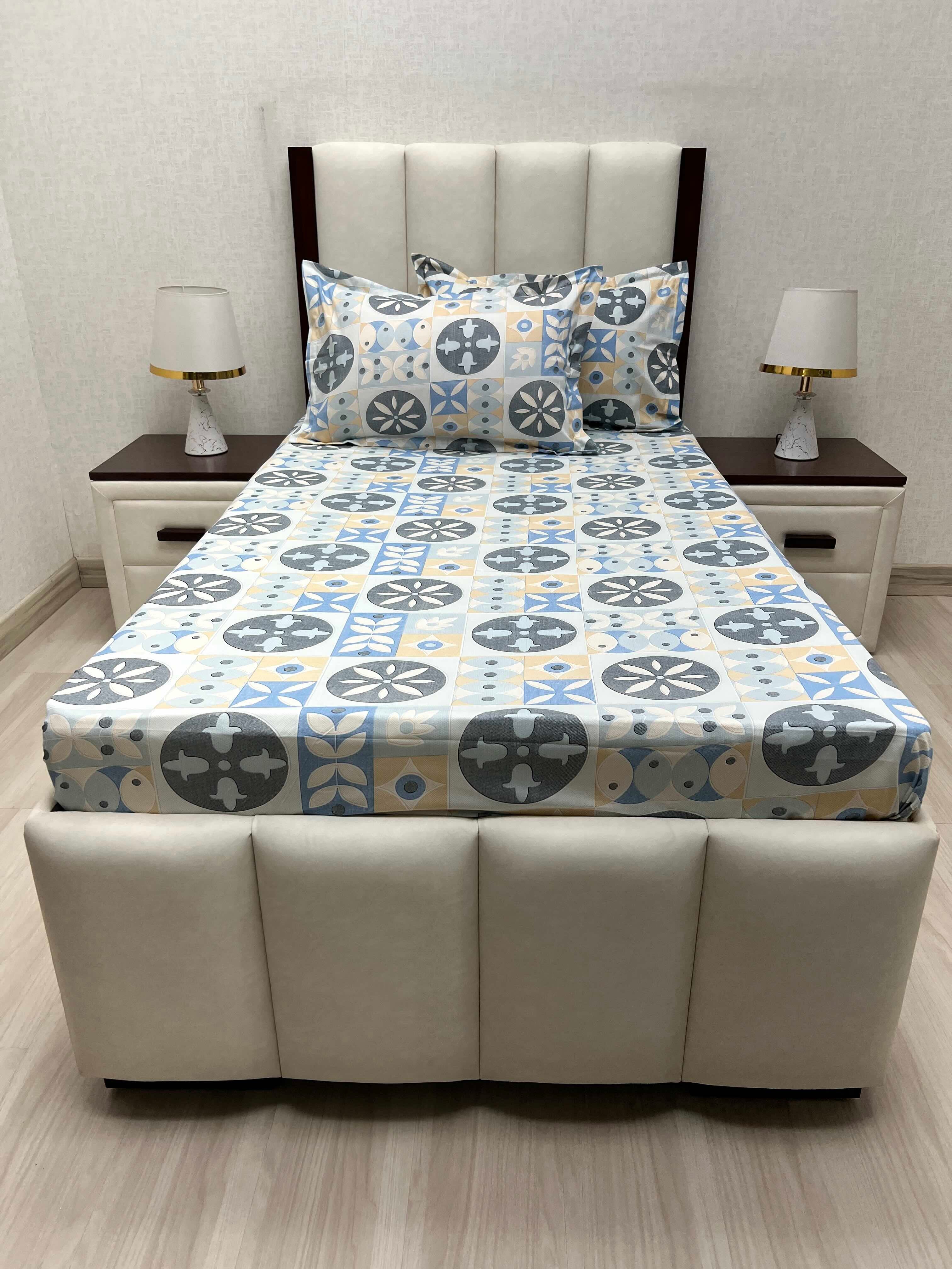 A-4656 - Pure Cotton 180 TC Single Bedsheet (173X236) with Two Pillow Covers (43X69)