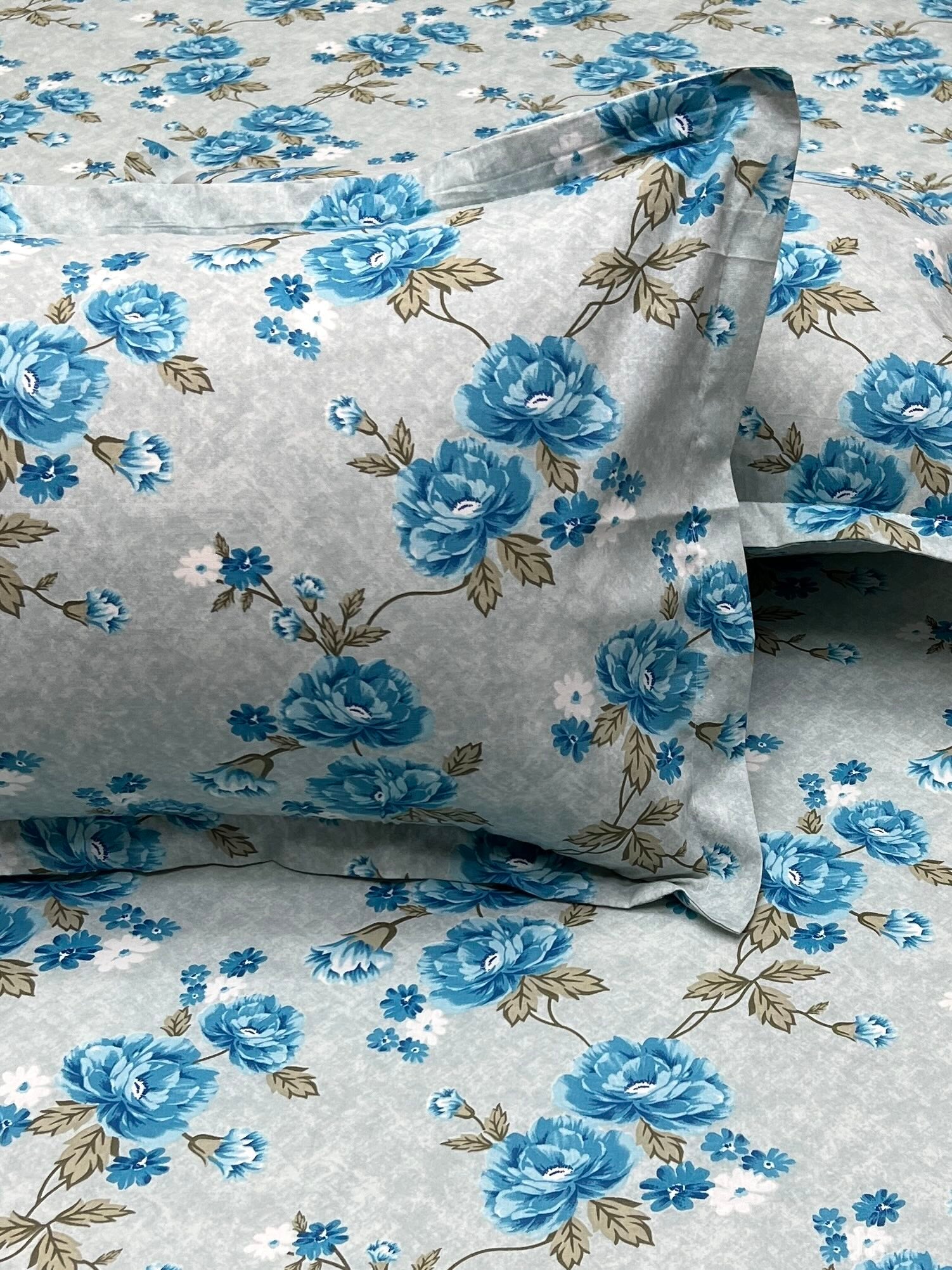 A-4661 - Pure Cotton 180 TC Single Bedsheet (173X236) with Two Pillow Covers (43X69)