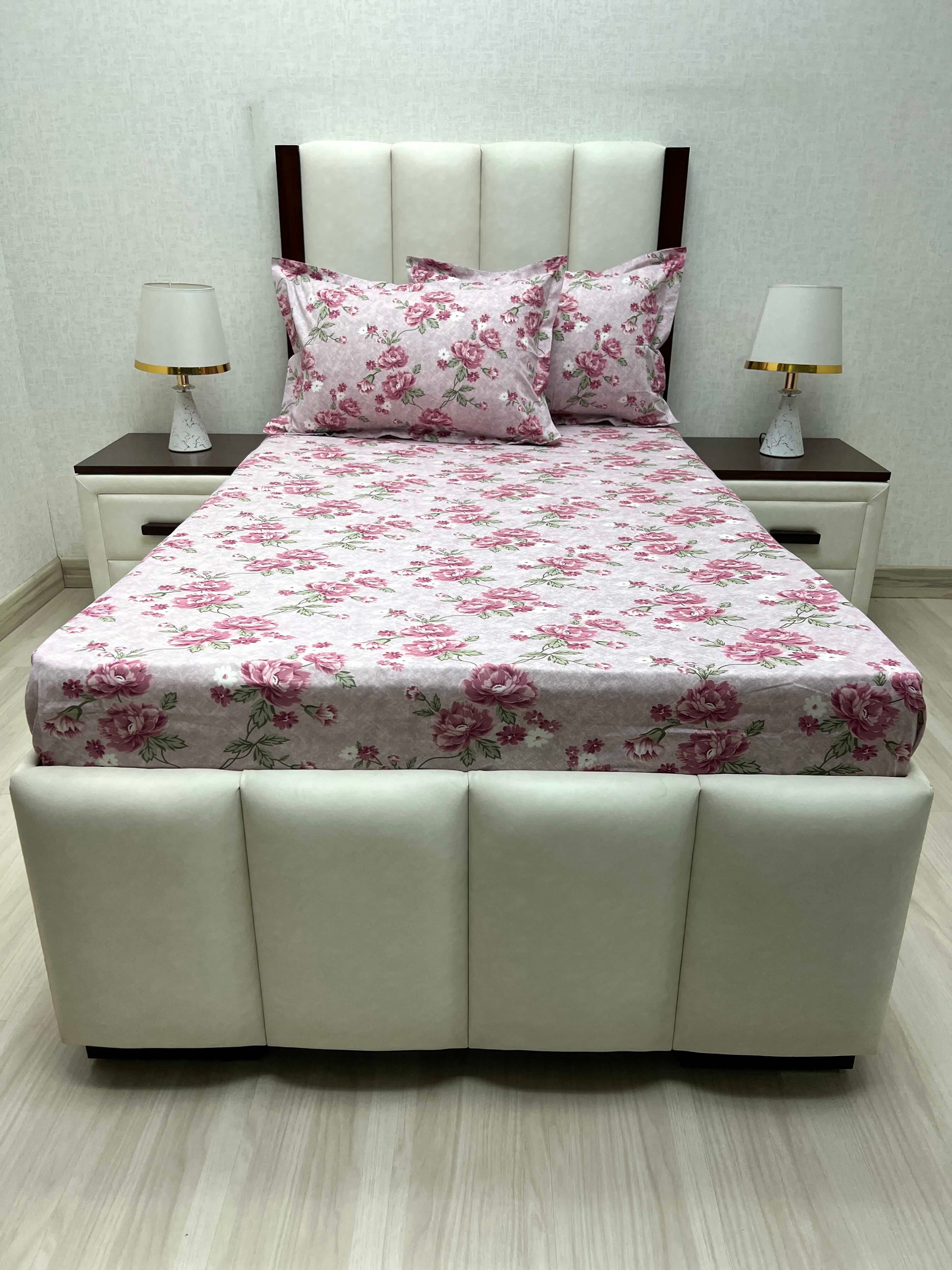 A-4662 - Pure Cotton 180 TC Single Bedsheet (173X236) with Two Pillow Covers (43X69)