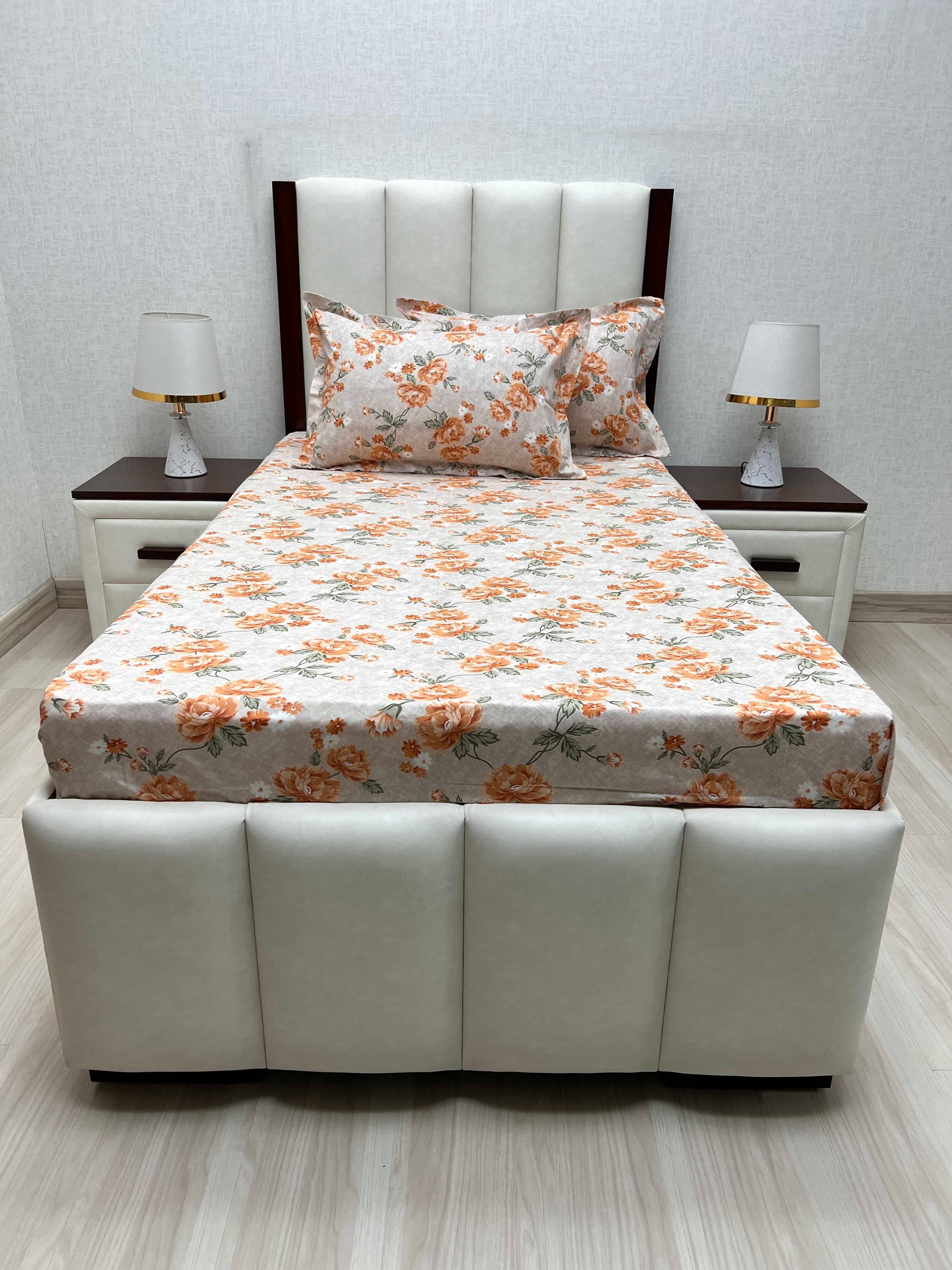 A-4664 - Pure Cotton 180 TC Single Bedsheet (173X236) with Two Pillow Covers (43X69)