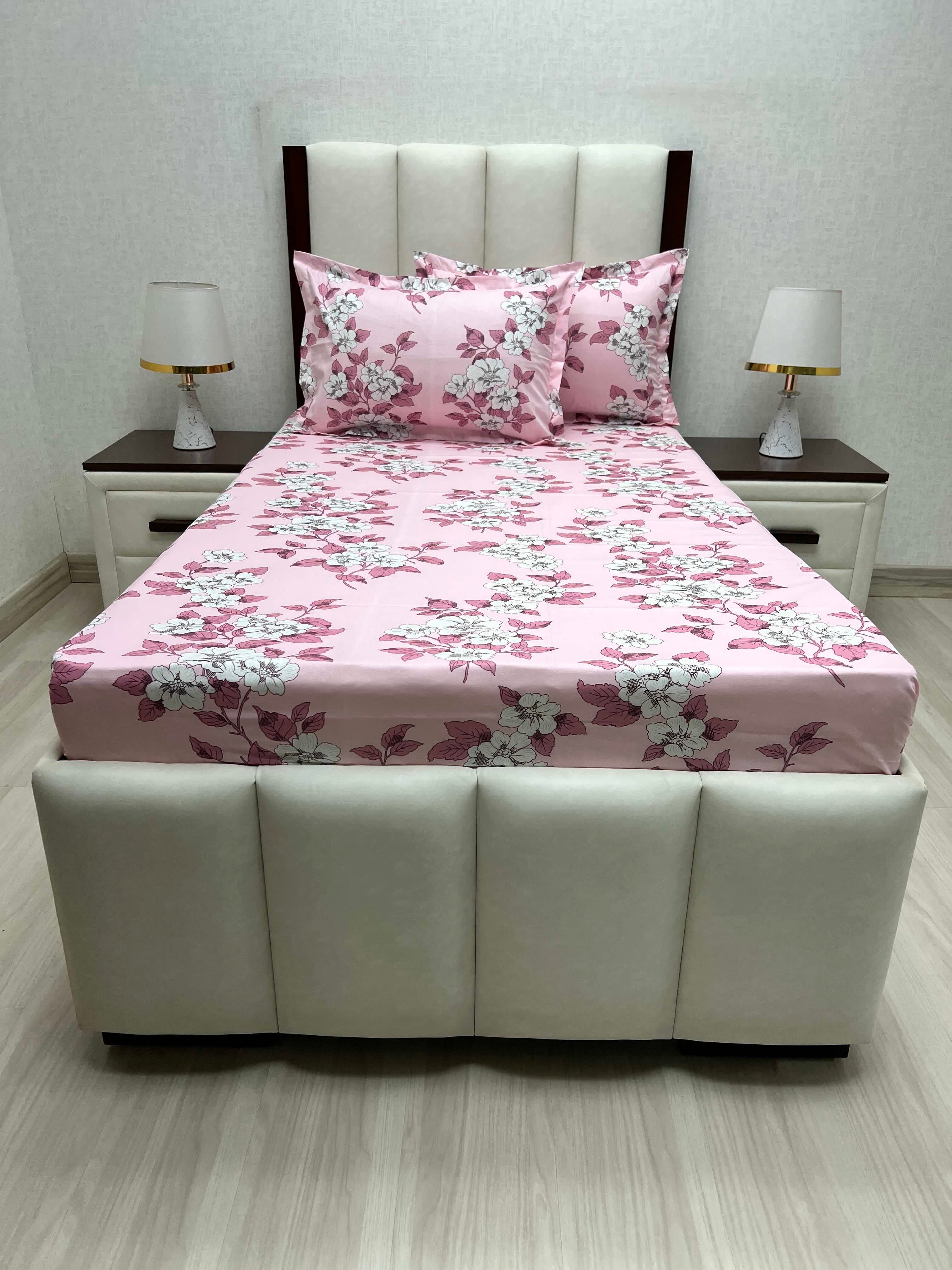 A-4670 - Pure Cotton 180 TC Single Bedsheet (173X236) with Two Pillow Covers (43X69)