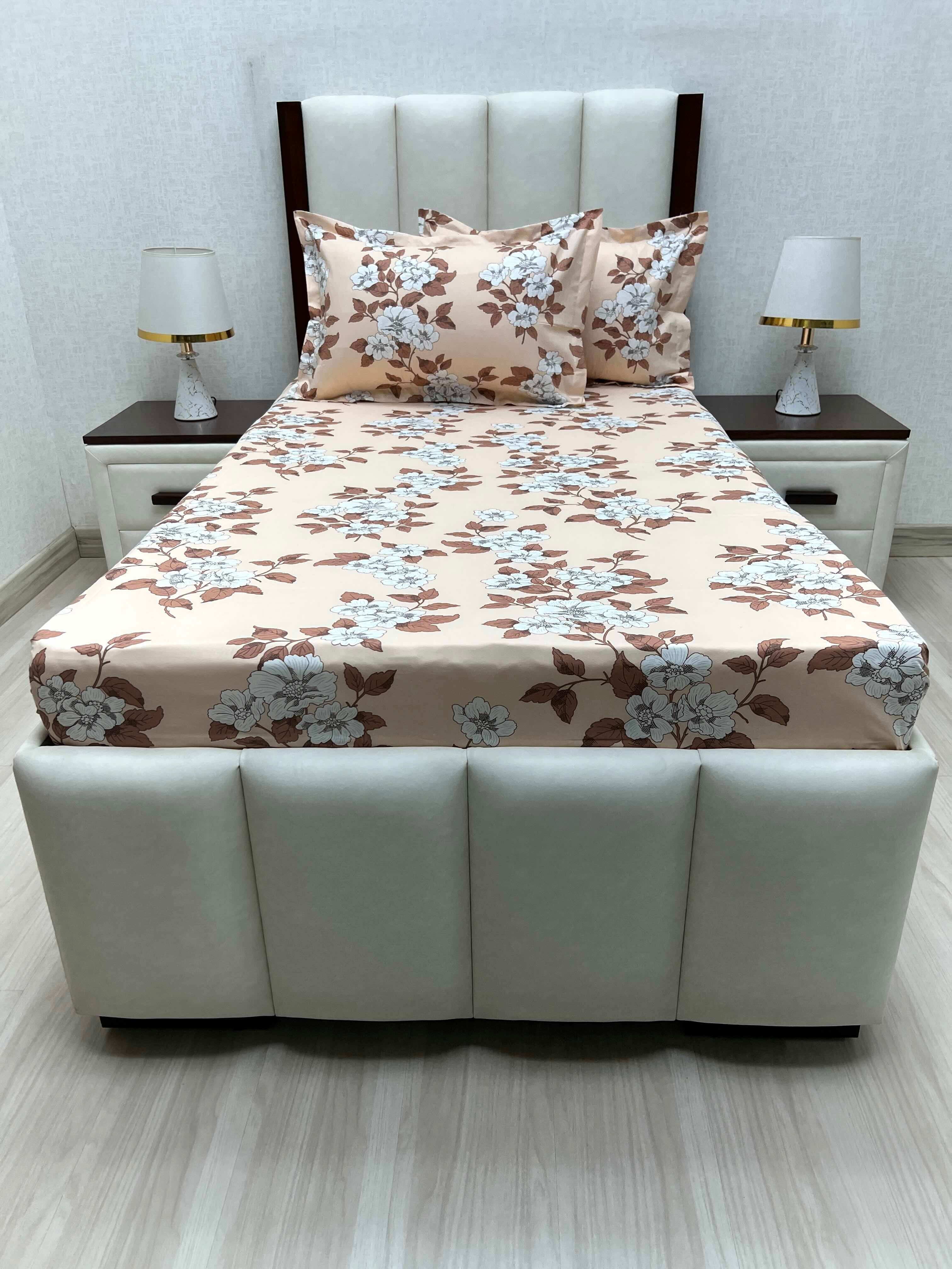 A-4671 - Pure Cotton 180 TC Single Bedsheet (173X236) with Two Pillow Covers (43X69)