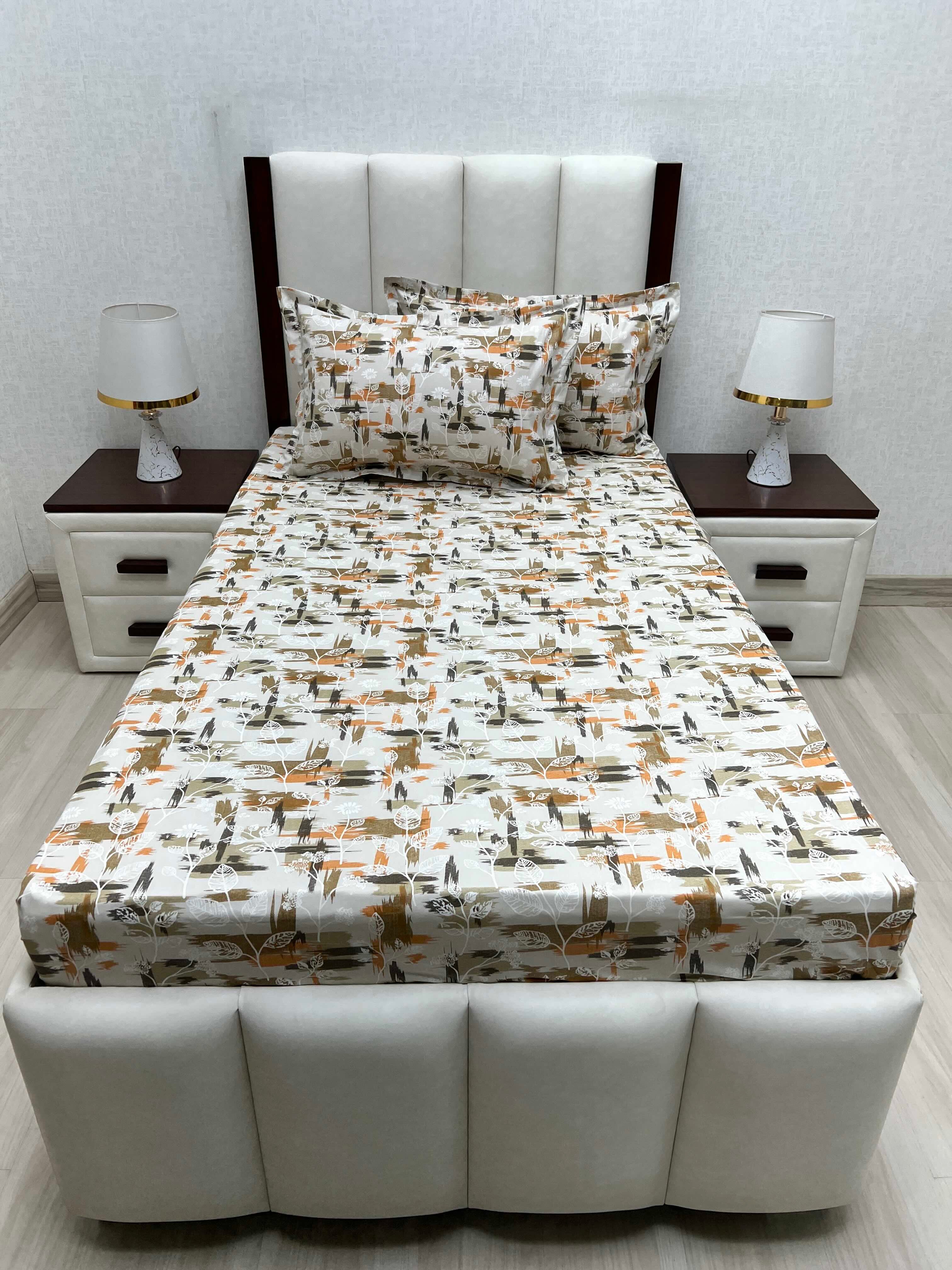 A-4675 - Pure Cotton 180 TC Single Bedsheet (173X236) with Two Pillow Covers (43X69)