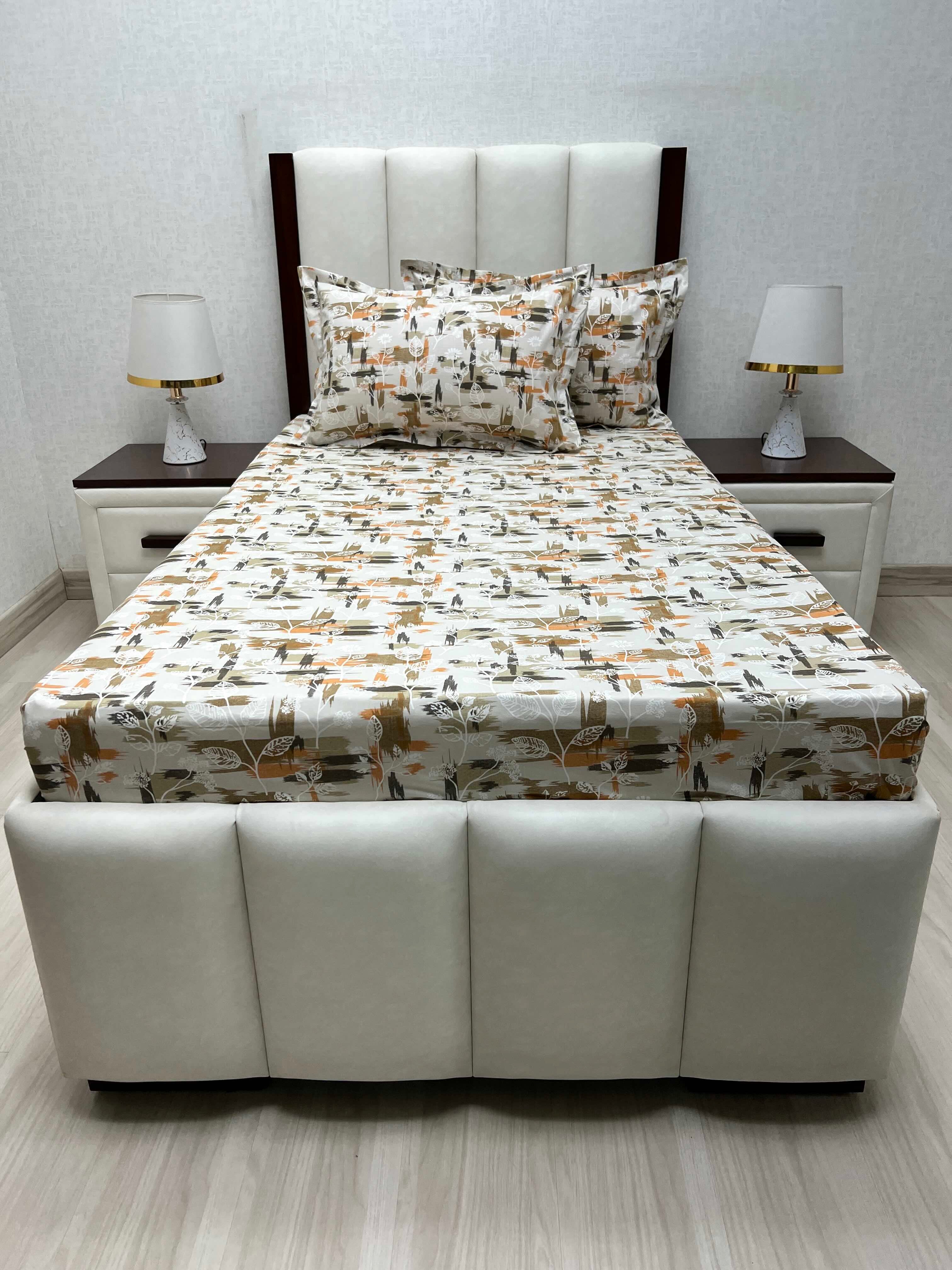 A-4675 - Pure Cotton 180 TC Single Bedsheet (173X236) with Two Pillow Covers (43X69)