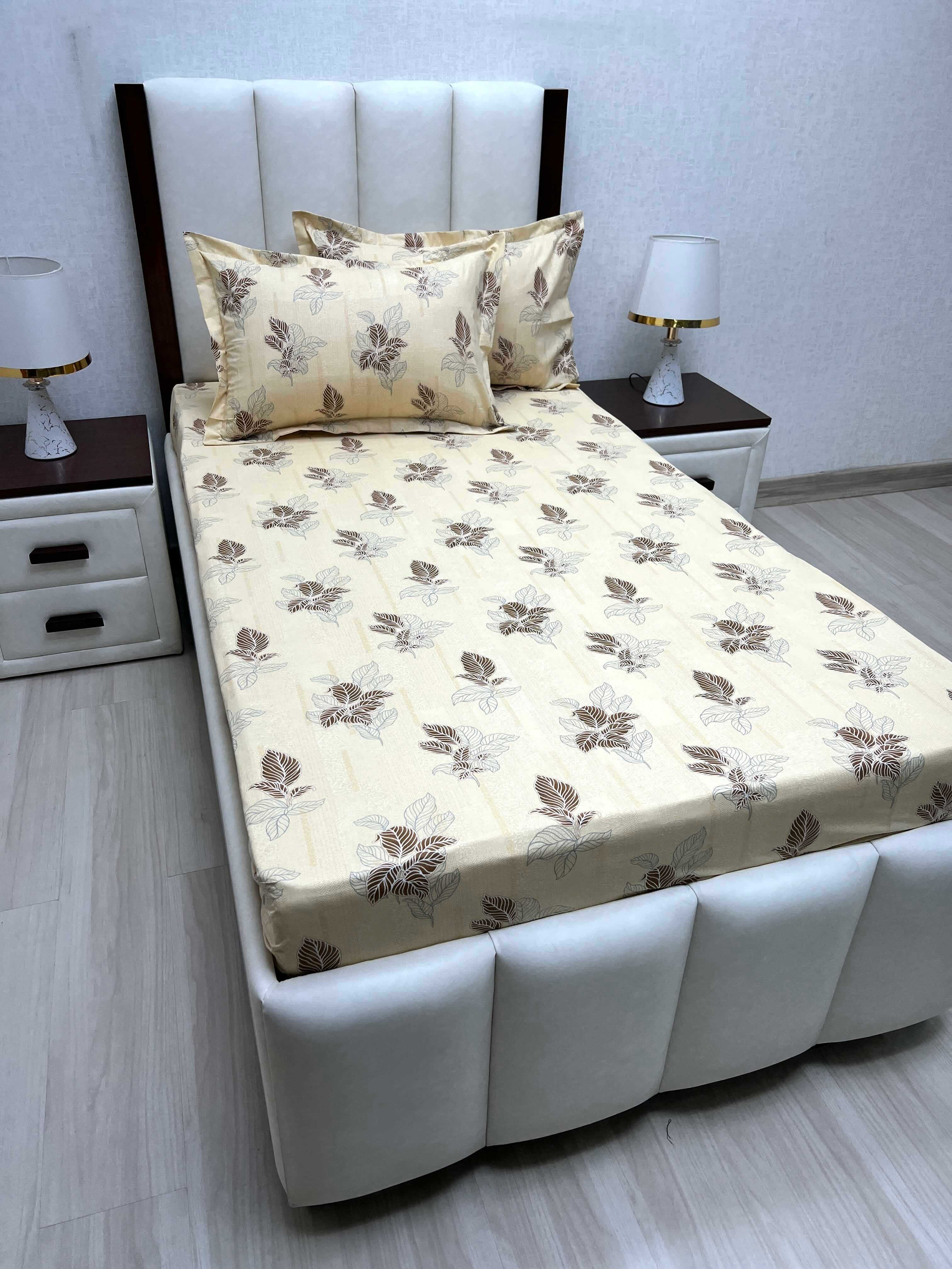 A-4679 - Pure Cotton 180 TC Single Bedsheet (173X236) with Two Pillow Covers (43X69)