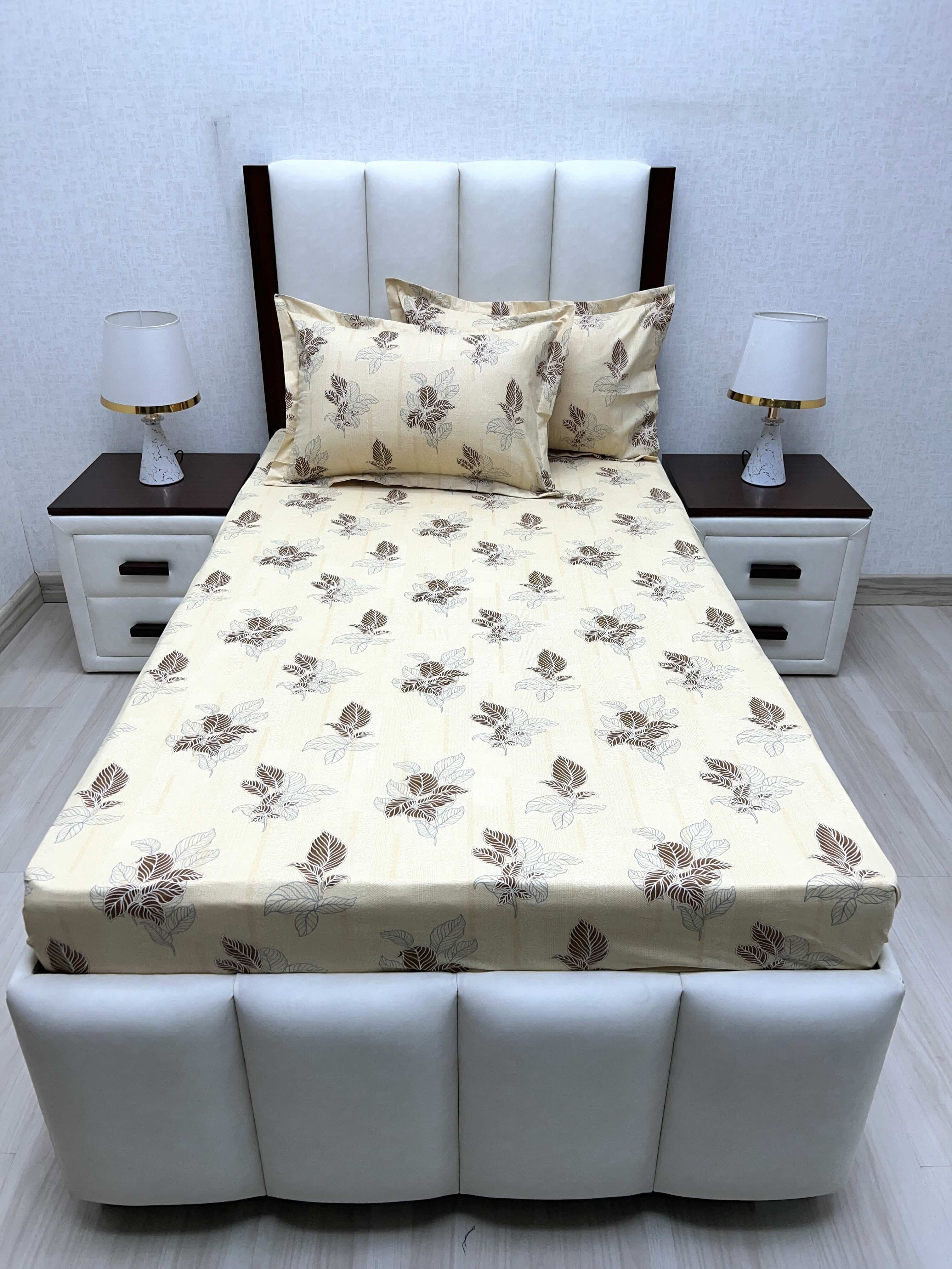 A-4679 - Pure Cotton 180 TC Single Bedsheet (173X236) with Two Pillow Covers (43X69)