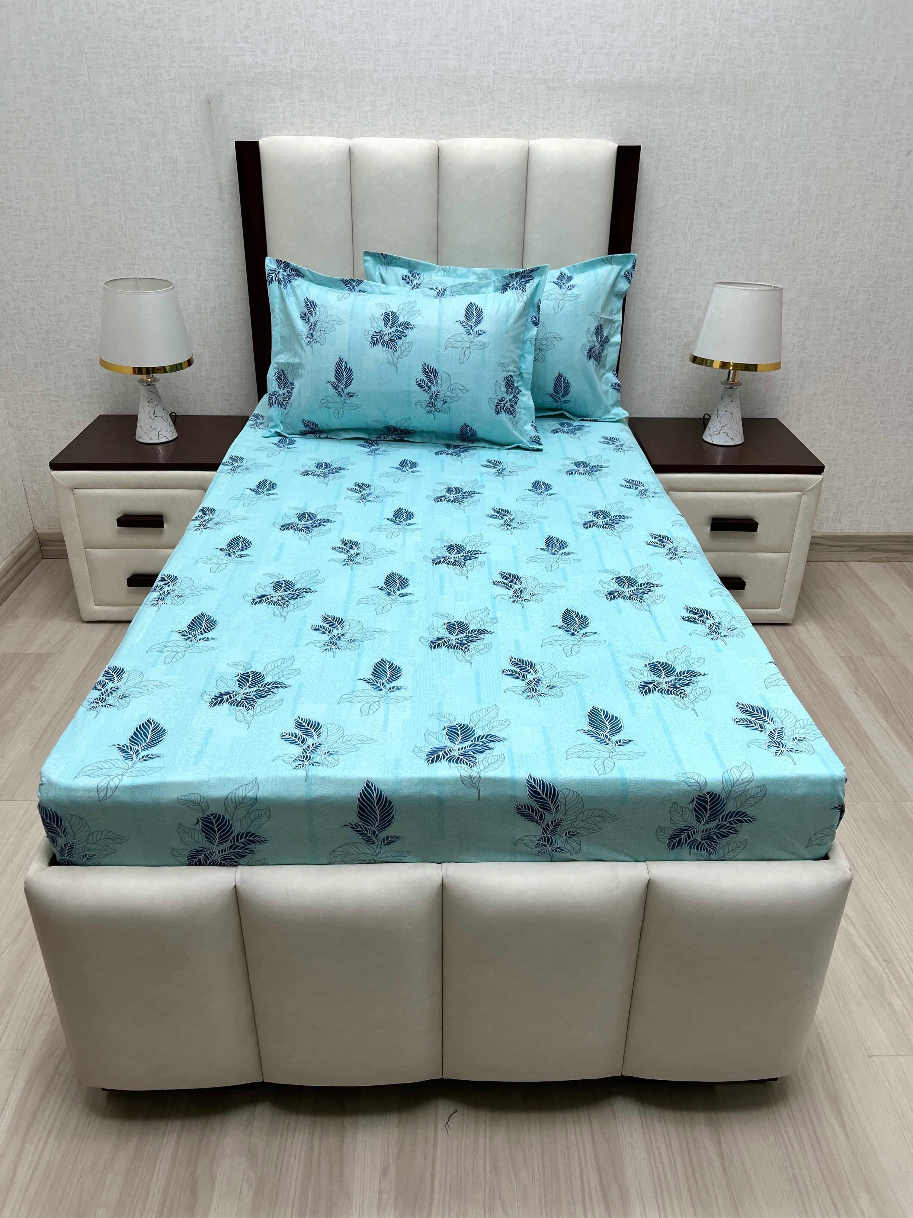 A-4680 - Pure Cotton 180 TC Single Bedsheet (173X236) with Two Pillow Covers (43X69)