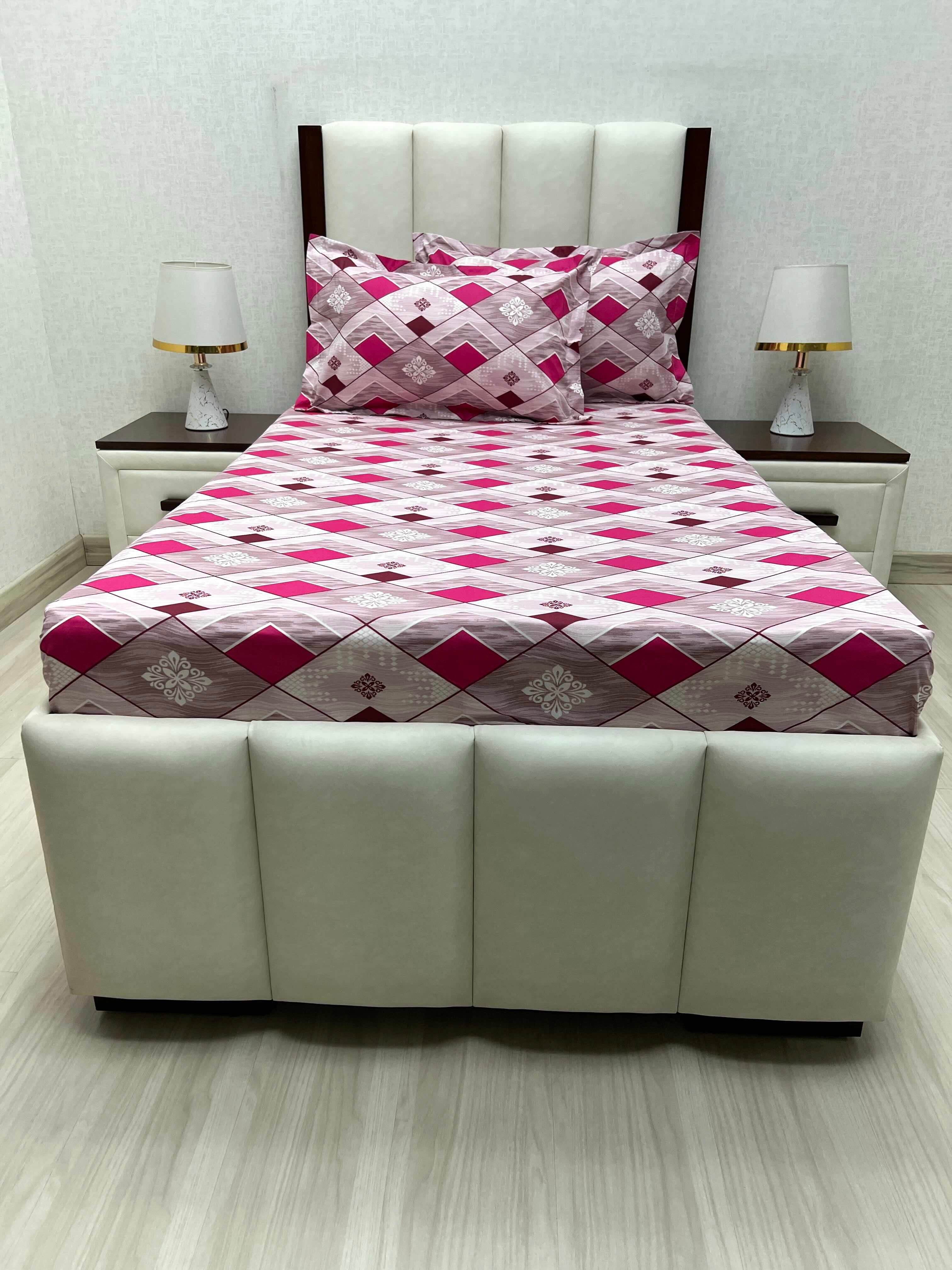 A-4681 - Pure Cotton 180 TC Single Bedsheet (173X236) with Two Pillow Covers (43X69)