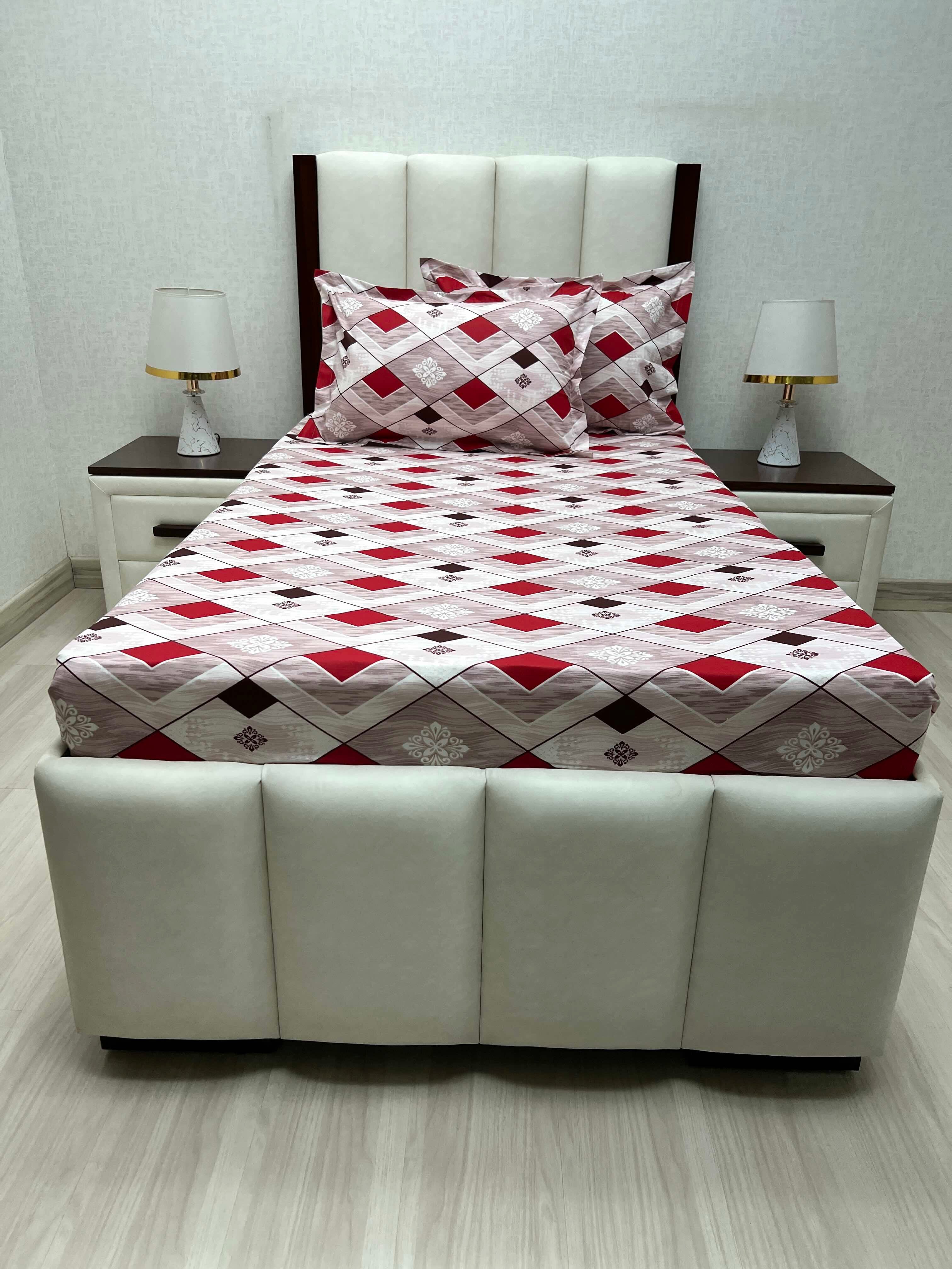 A-4682 - Pure Cotton 180 TC Single Bedsheet (173X236) with Two Pillow Covers (43X69)