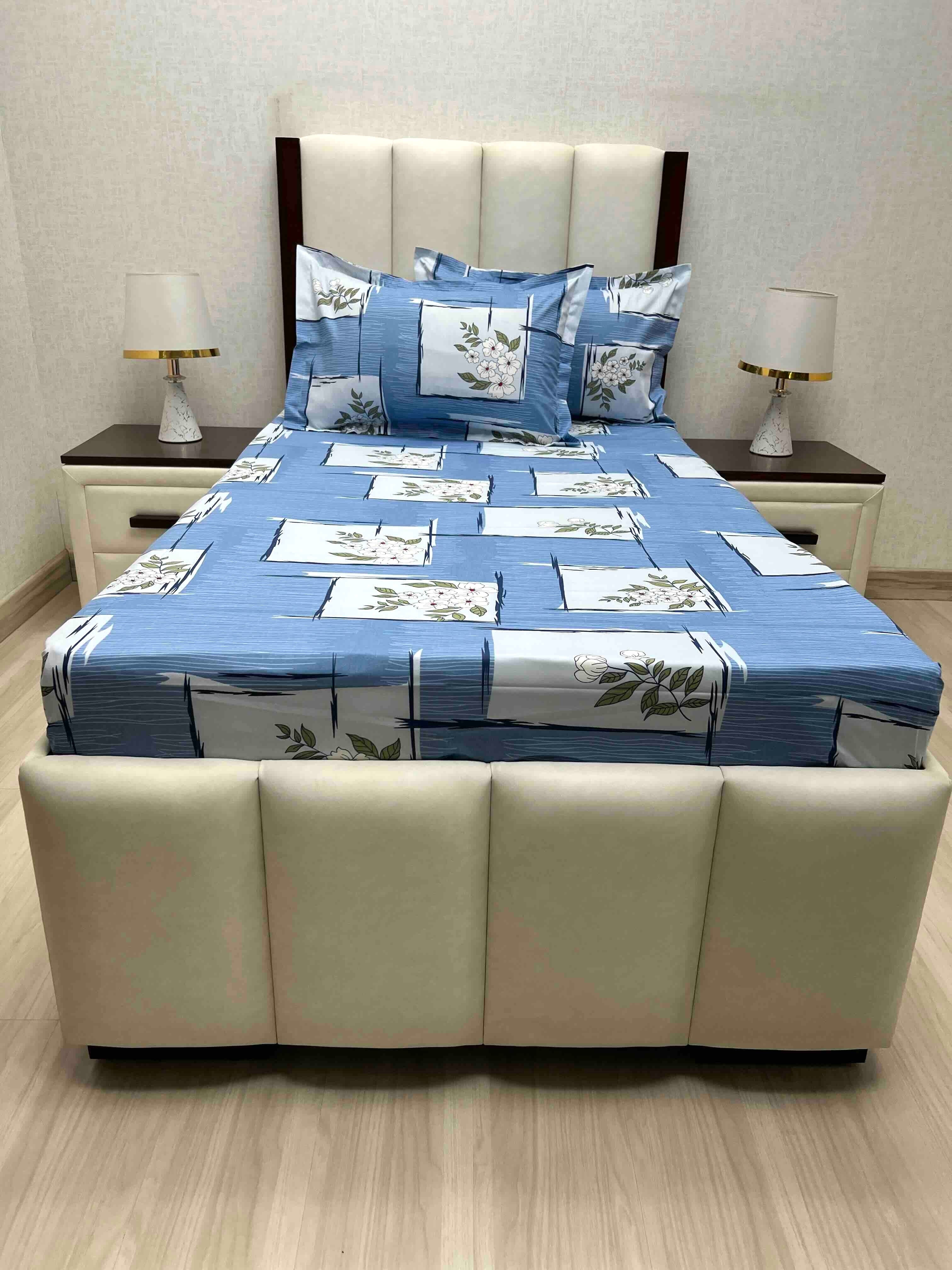 A-4684 - Pure Cotton 180 TC Single Bedsheet (173X236) with Two Pillow Covers (43X69)