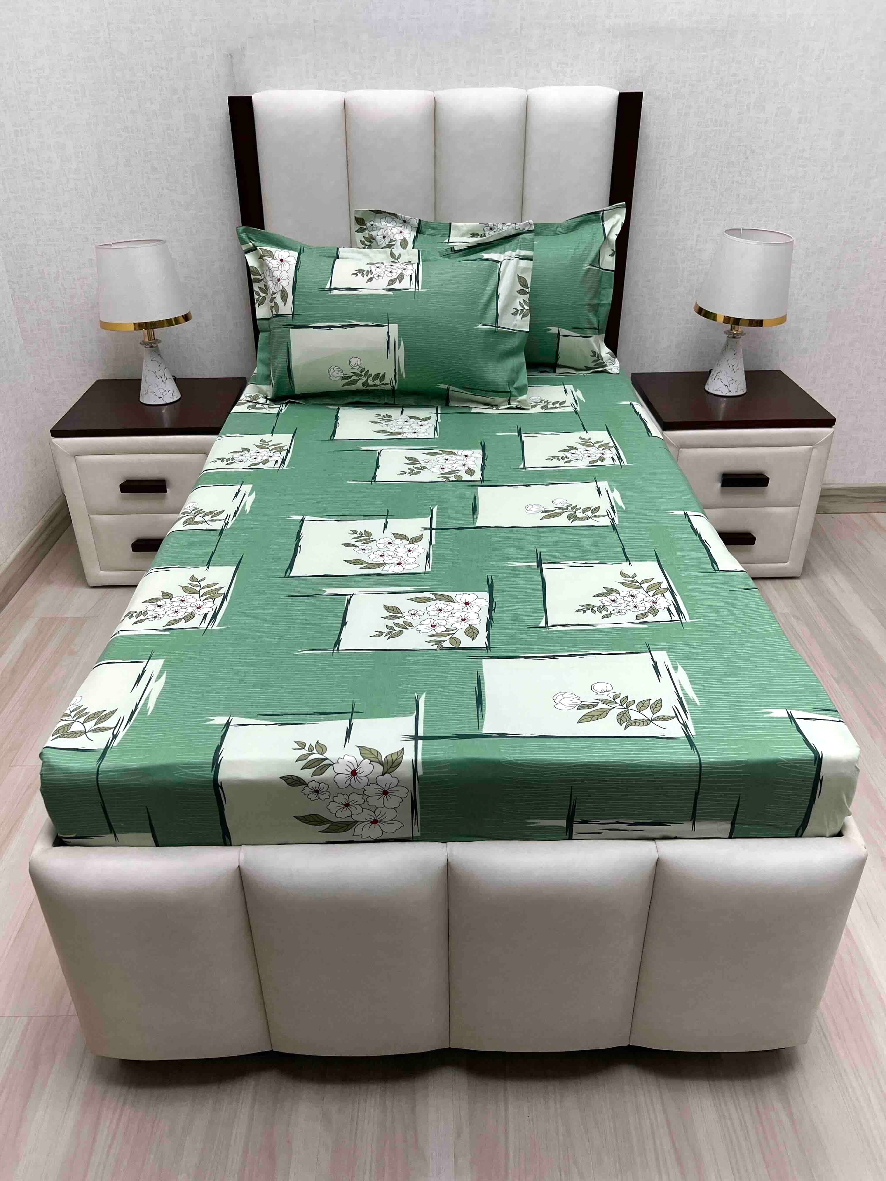 A-4686 - Pure Cotton 180 TC Single Bedsheet (173X236) with Two Pillow Covers (43X69)