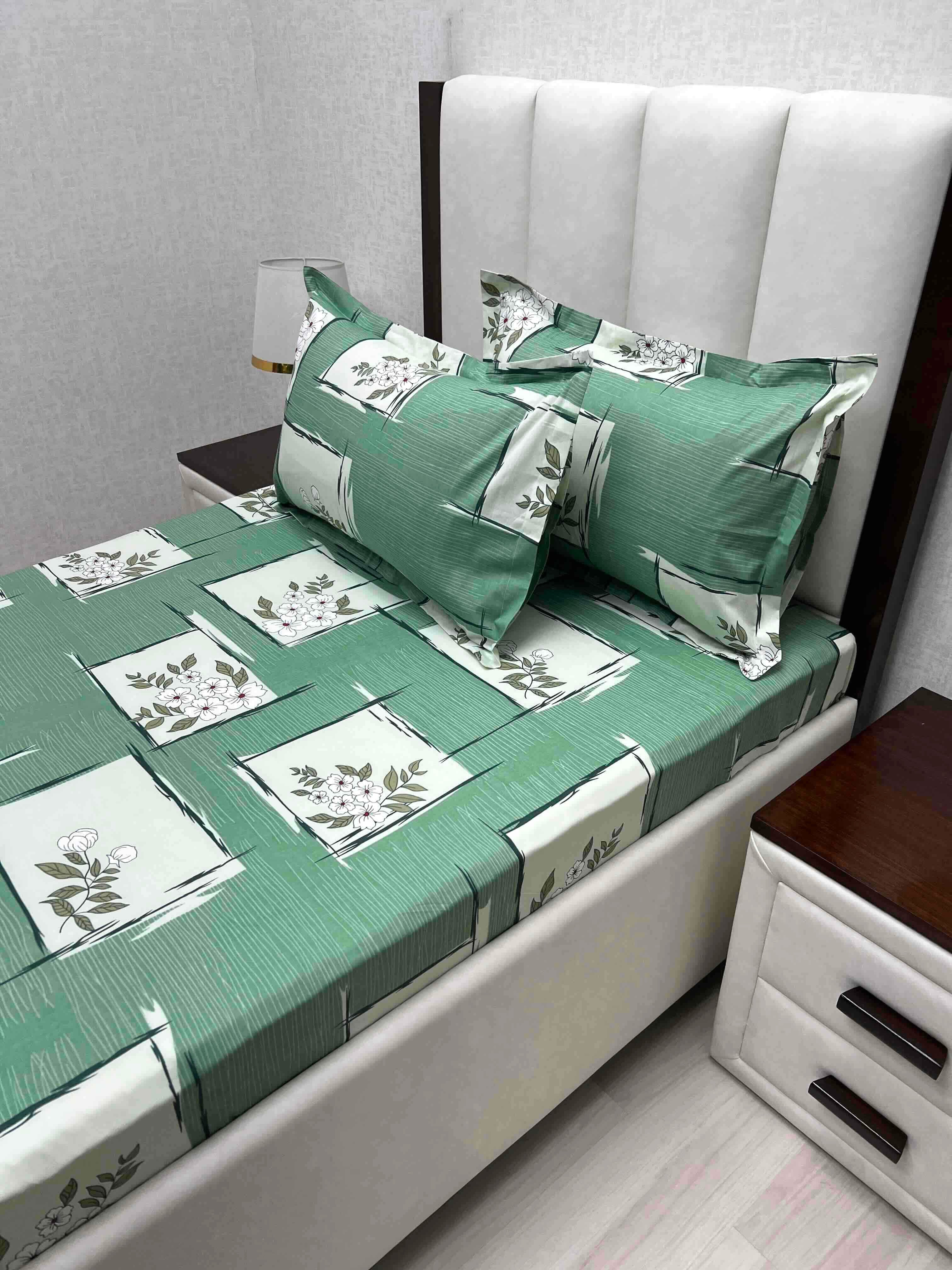 A-4686 - Pure Cotton 180 TC Single Bedsheet (173X236) with Two Pillow Covers (43X69)