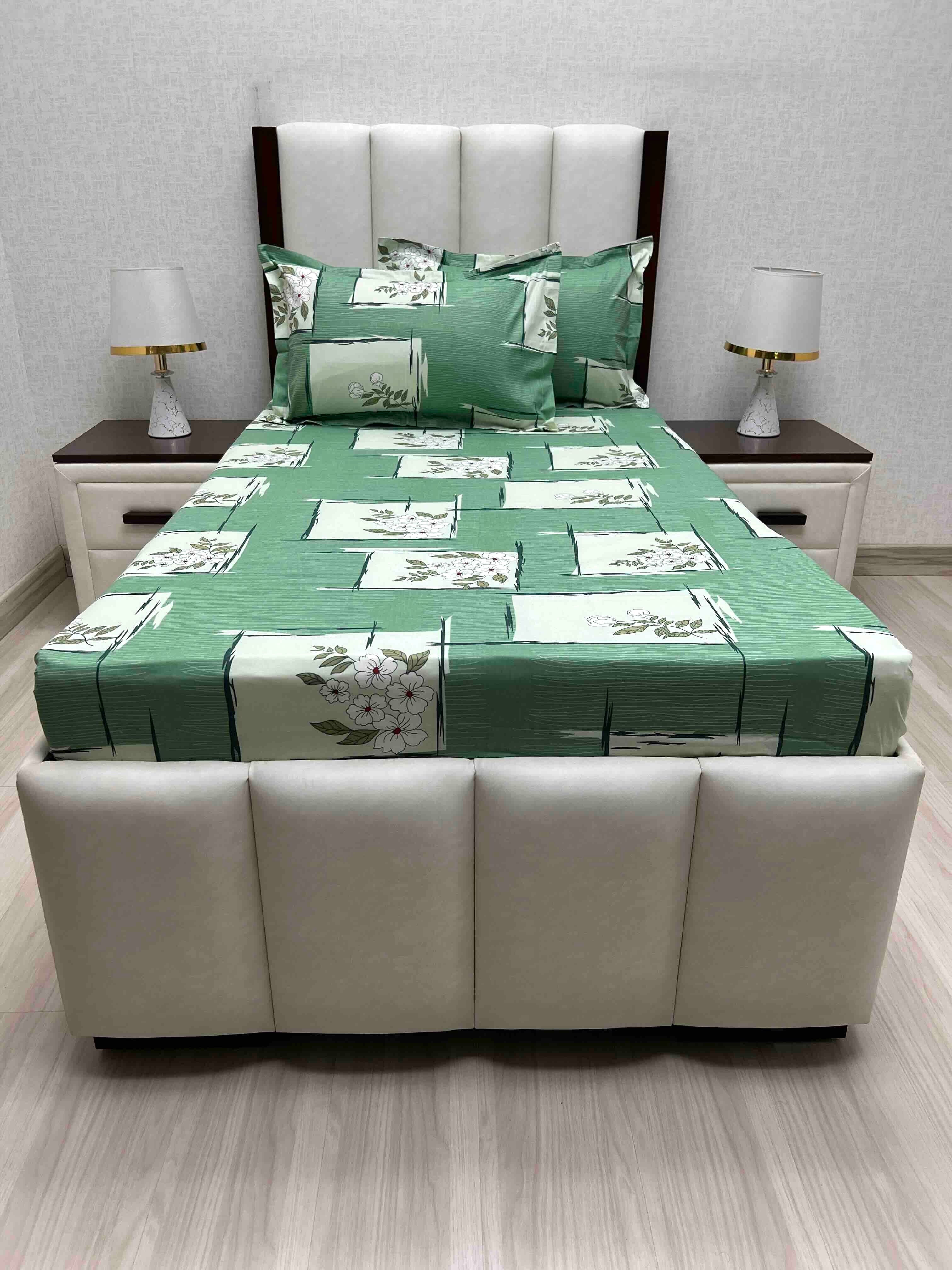 A-4686 - Pure Cotton 180 TC Single Bedsheet (173X236) with Two Pillow Covers (43X69)