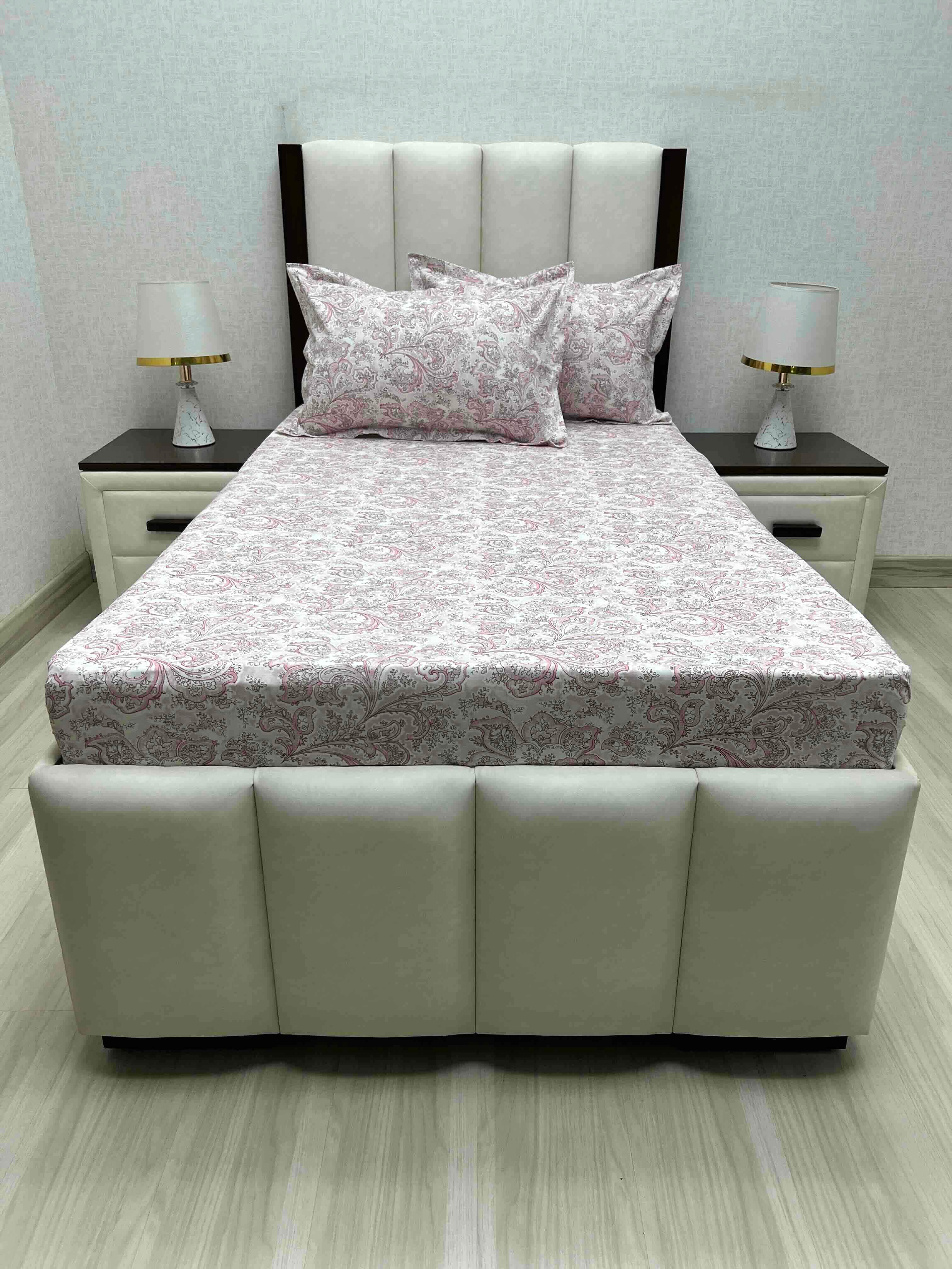 A-4692 - Pure Cotton 180 TC Single Bedsheet (173X236) with Two Pillow Covers (43X69)