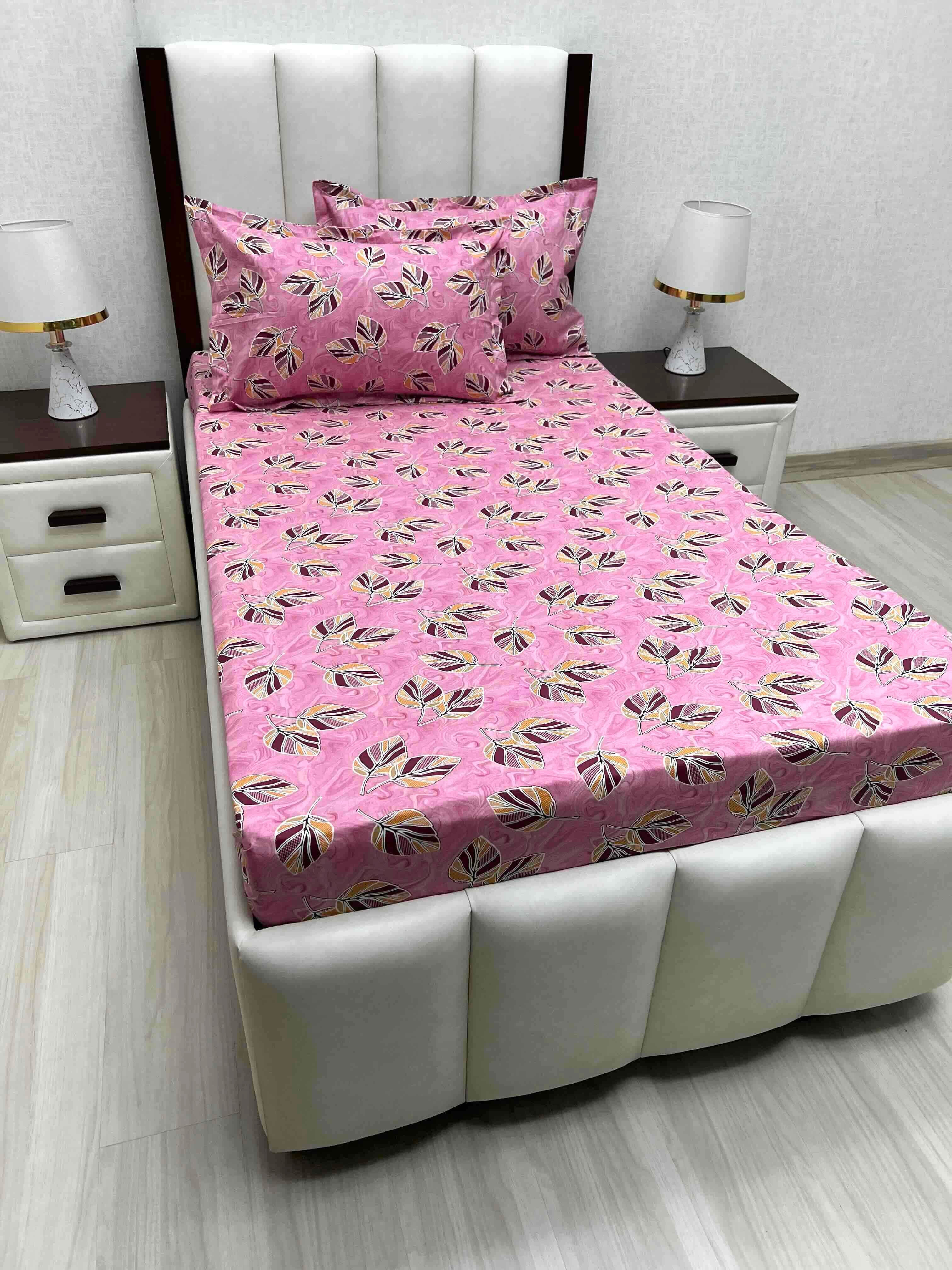 A-4694 - Pure Cotton 180 TC Single Bedsheet (173X236) with Two Pillow Covers (43X69)