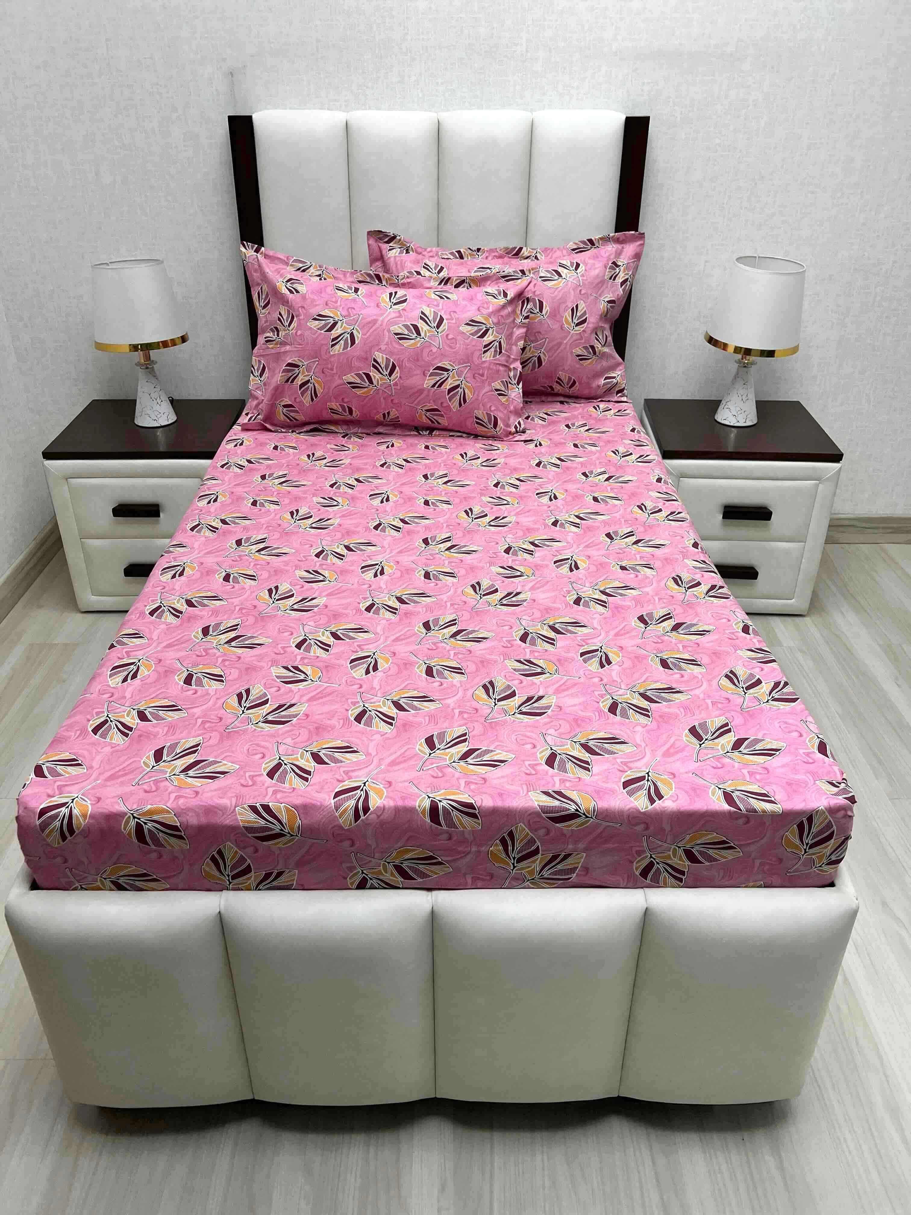 A-4694 - Pure Cotton 180 TC Single Bedsheet (173X236) with Two Pillow Covers (43X69)