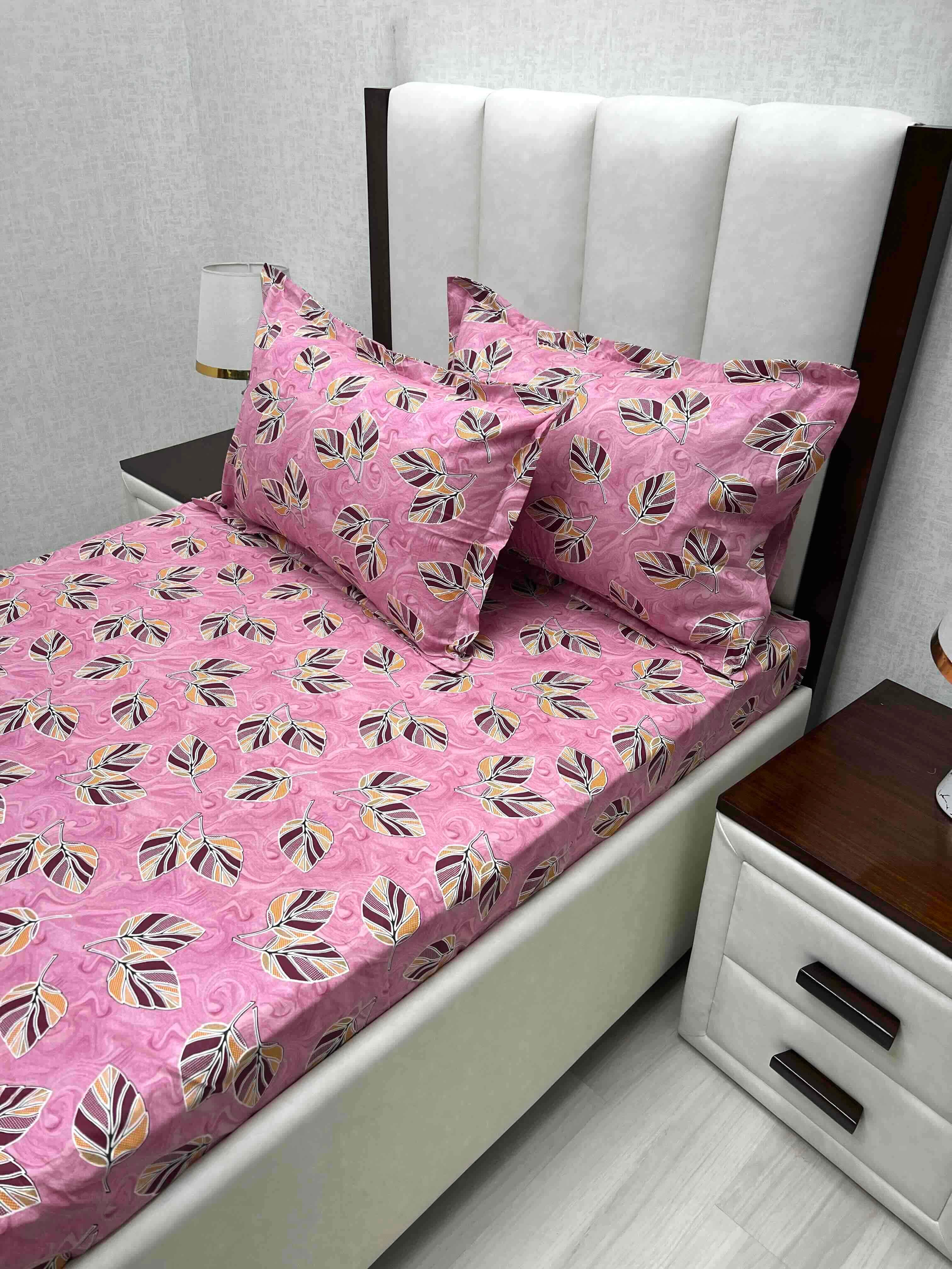 A-4694 - Pure Cotton 180 TC Single Bedsheet (173X236) with Two Pillow Covers (43X69)