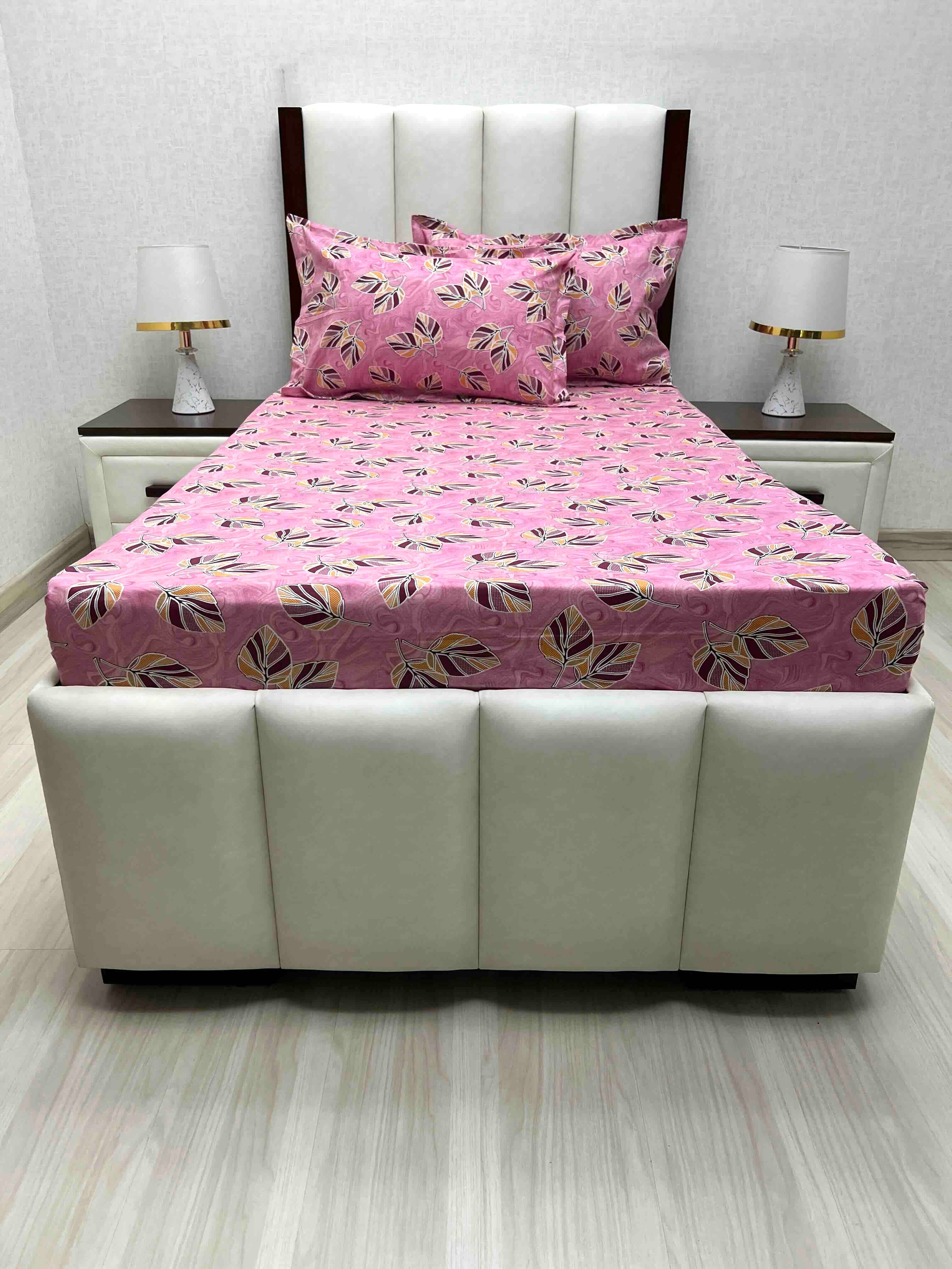 A-4694 - Pure Cotton 180 TC Single Bedsheet (173X236) with Two Pillow Covers (43X69)