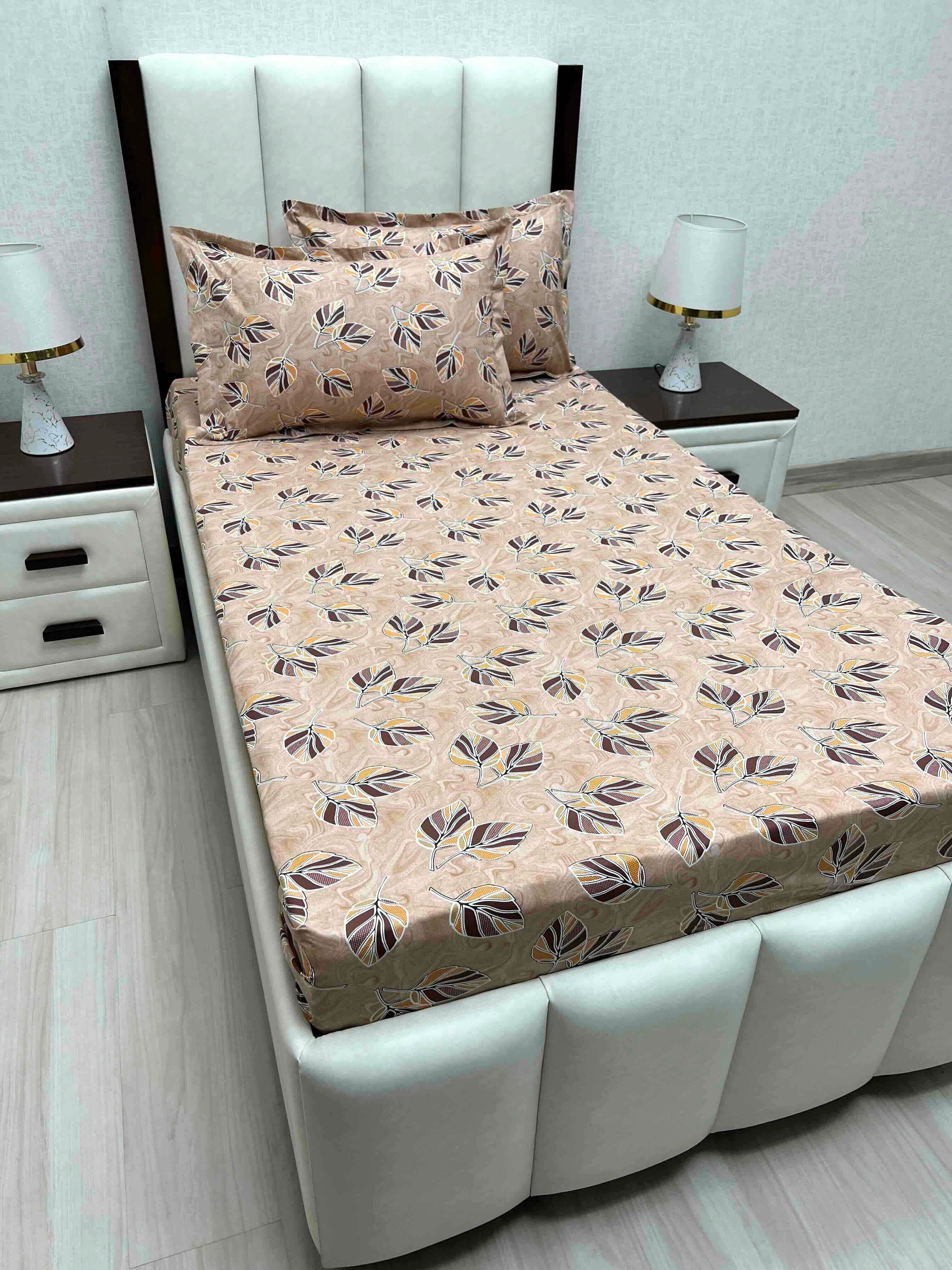 A-4695 - Pure Cotton 180 TC Single Bedsheet (173X236) with Two Pillow Covers (43X69)