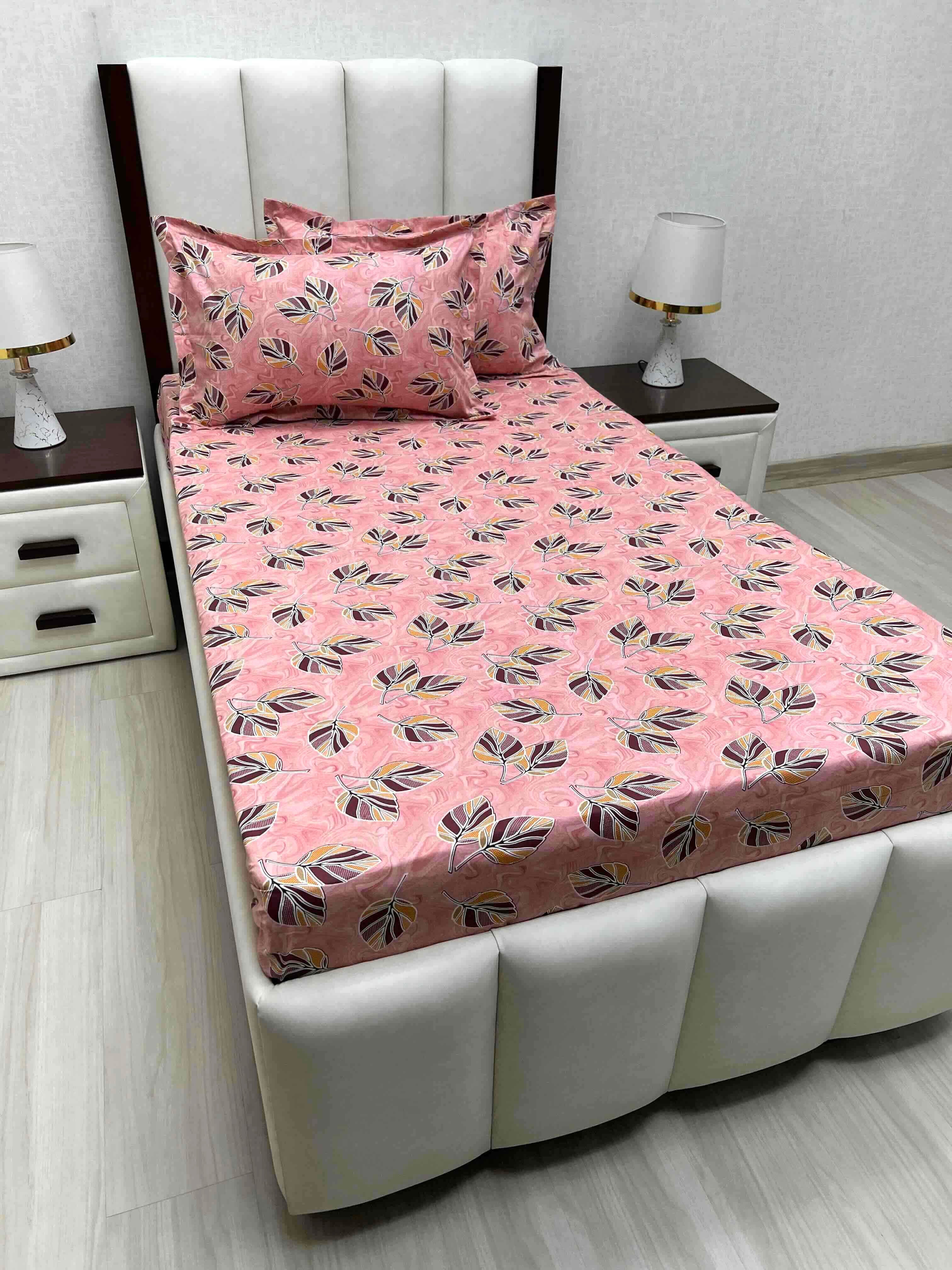 A-4696 - Pure Cotton 180 TC Single Bedsheet (173X236) with Two Pillow Covers (43X69)